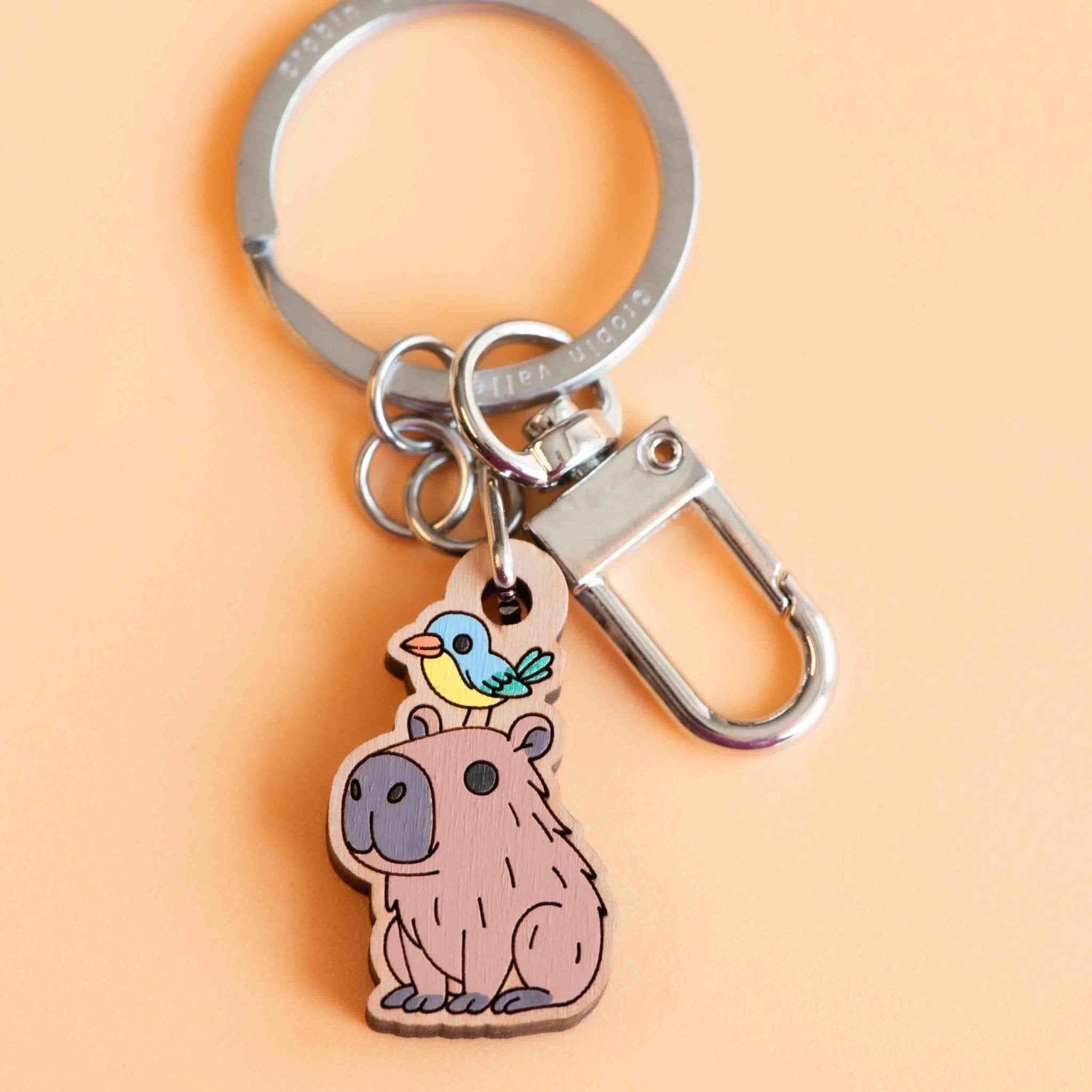 Capybara Magnet Key Rings Hand-painted Capybara and Bird Keyring – Robin Valley Official Store