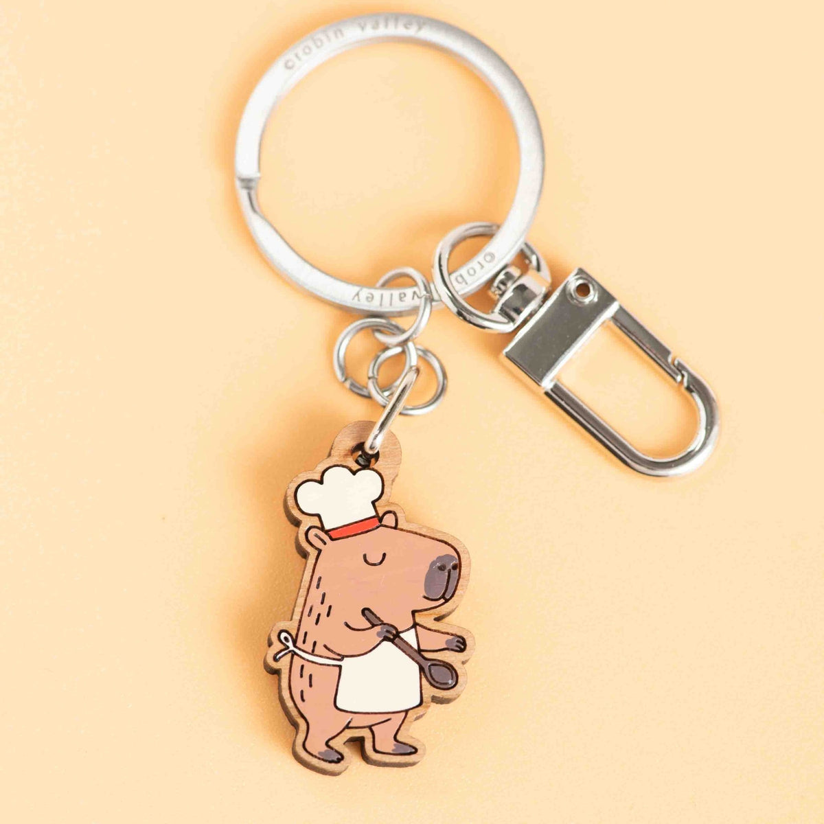 Hand-painted Capybara Chef Wooden Keyring - KL20493 – Robin Valley ...