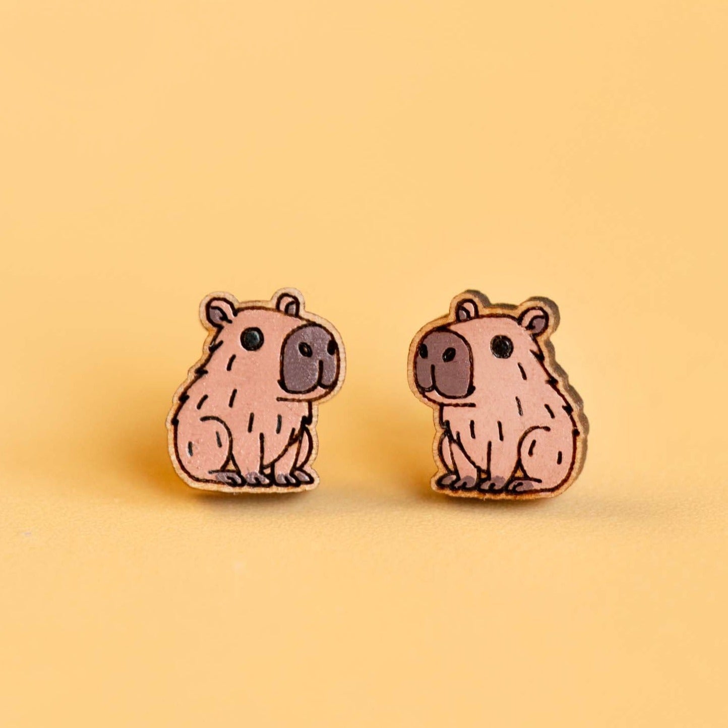Hand - painted Capybara Earrings - PEL10283 - Robin Valley Official Store