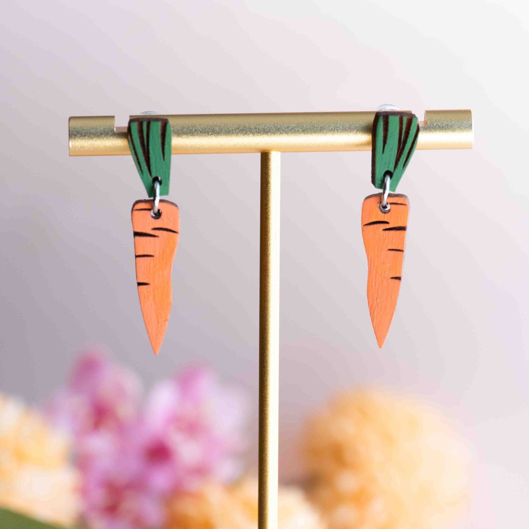 Hand - Painted Carrot Drop Earrings - Robin Valley Official Store