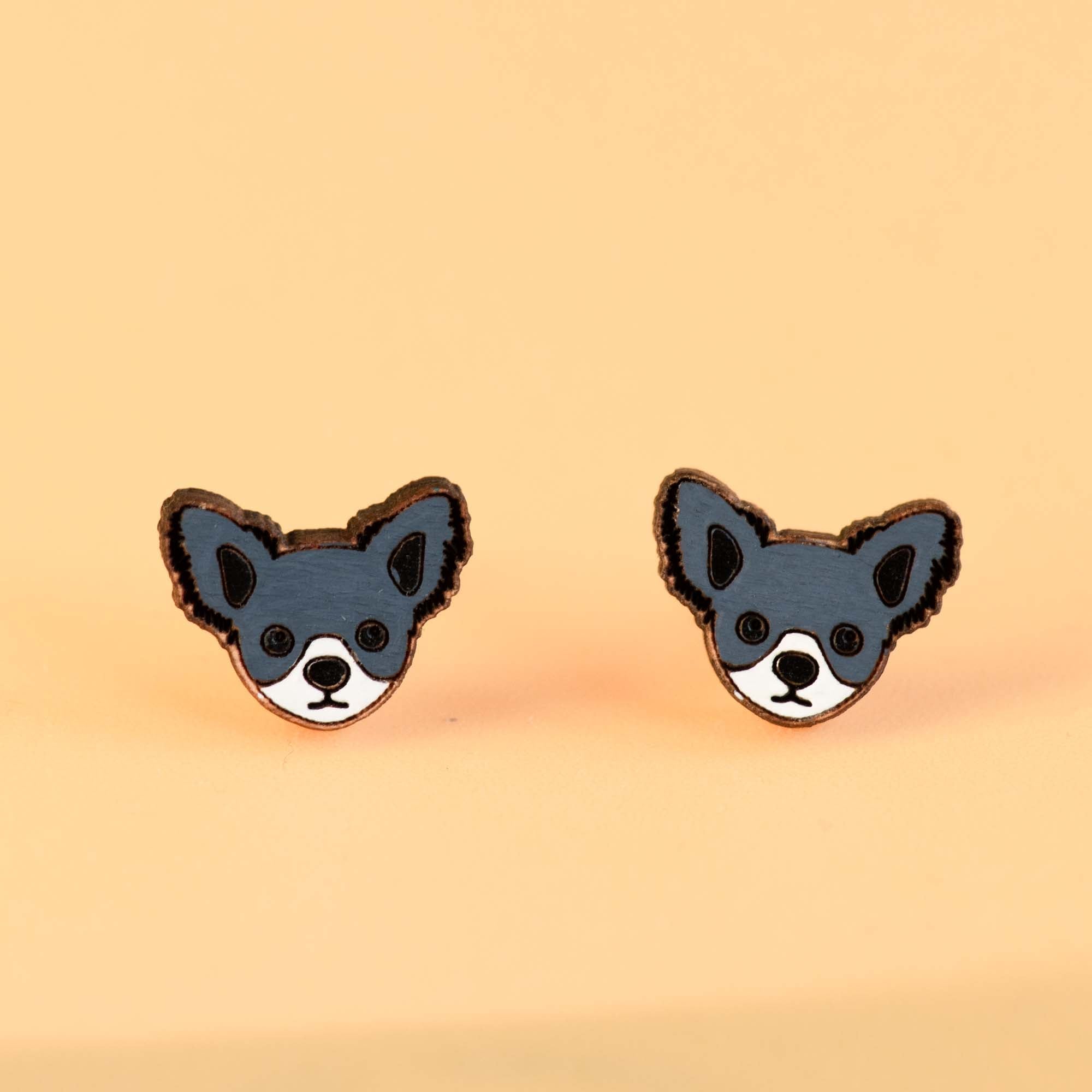 Hand - painted Chihuahua Wooden Earrings - PEL10301 - Robin Valley Official Store