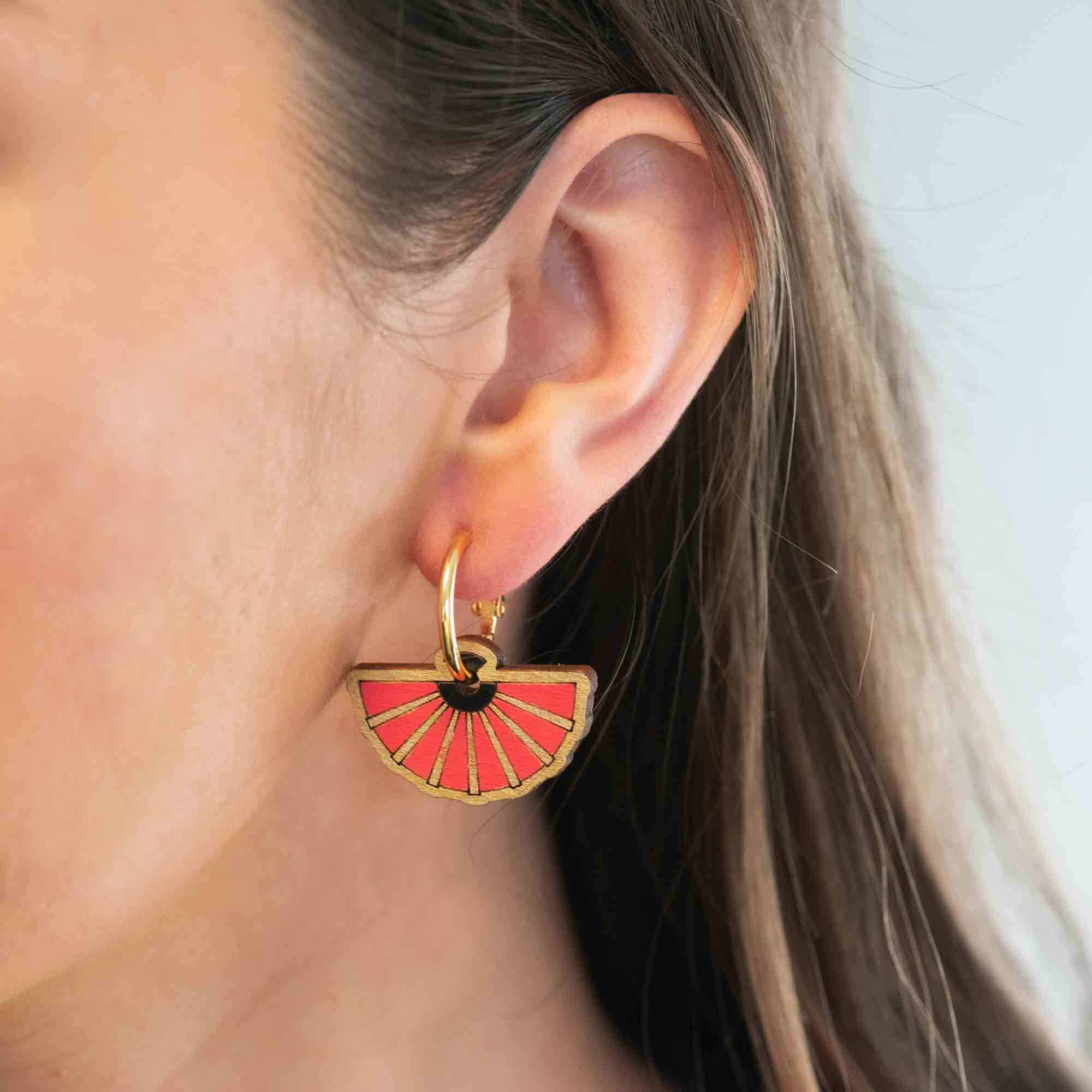 Hand - painted Chinese Fan Earrings - PET15230 - Robin Valley Official Store