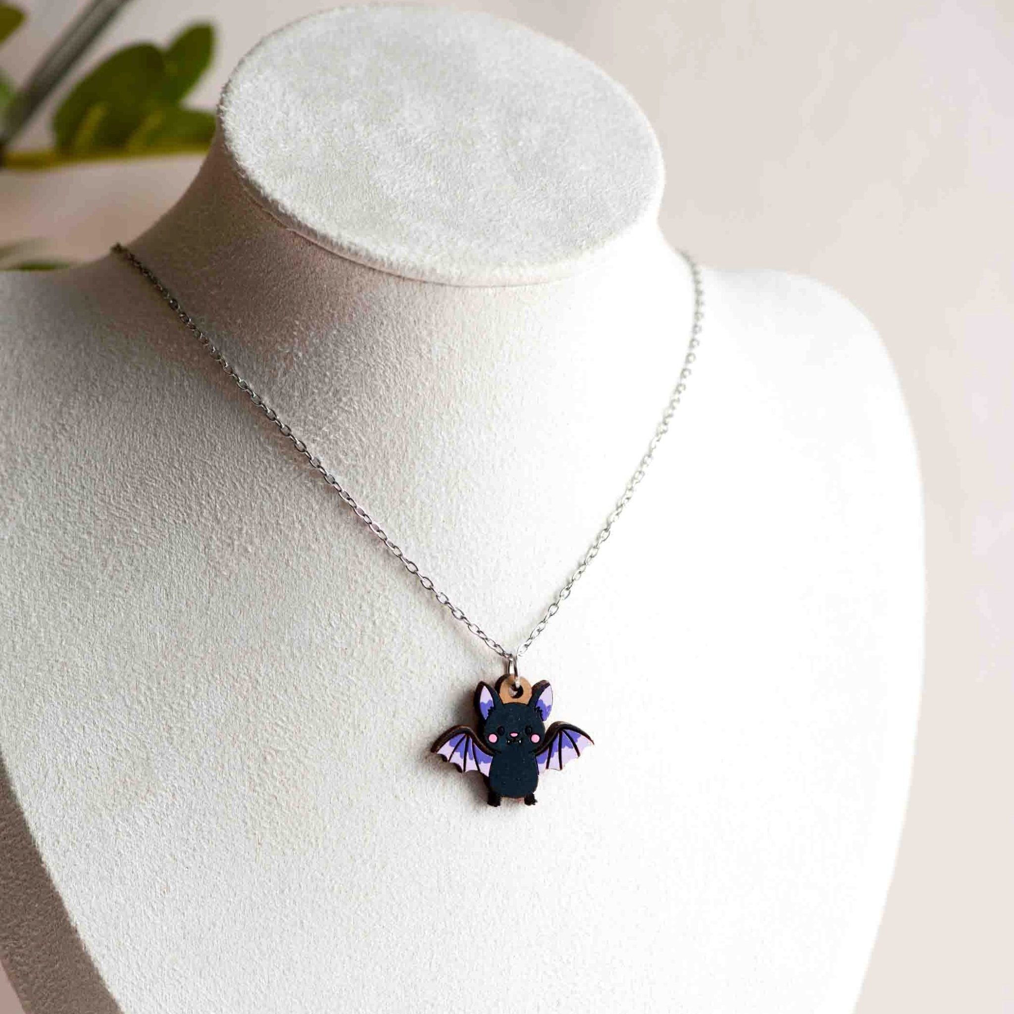 Hand Painted Cute Bat Wooden Necklace - Robin Valley Official Store