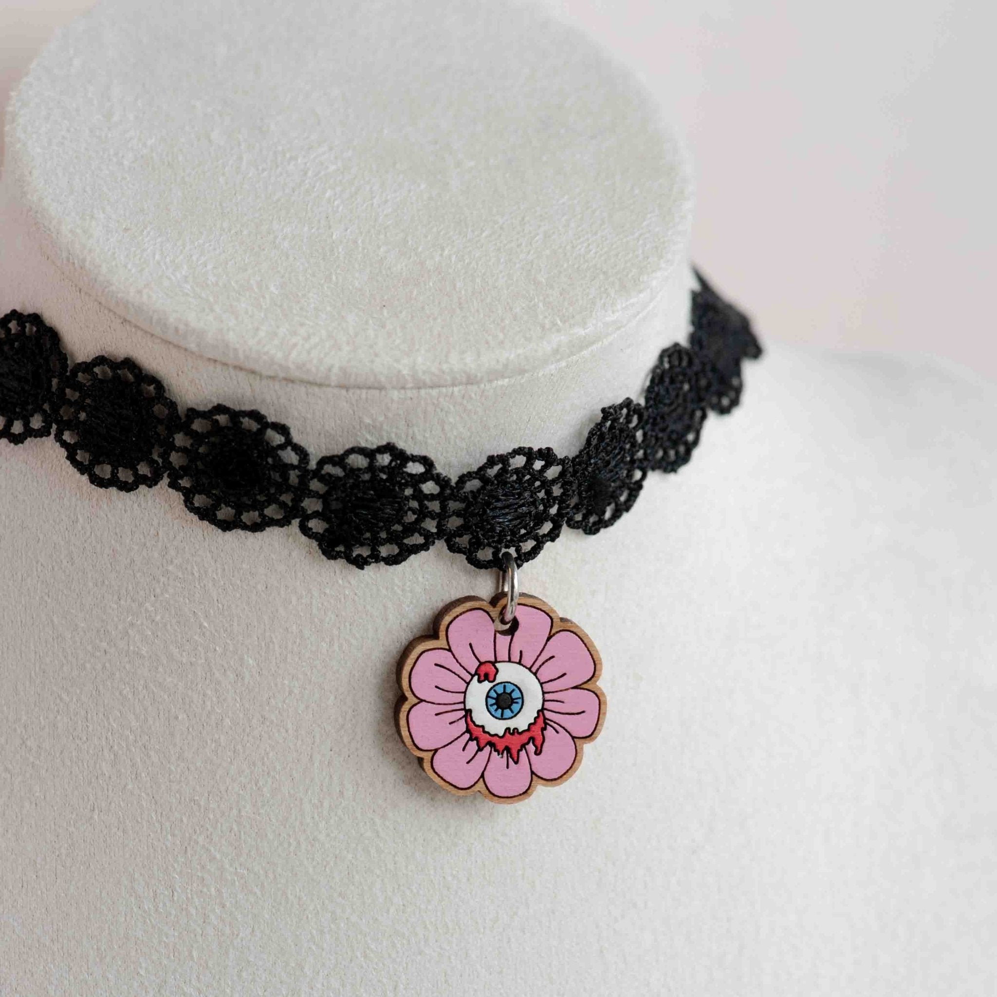Hand Painted Flora Eyeball Wooden Choker - CHT85181 - Robin Valley Official Store