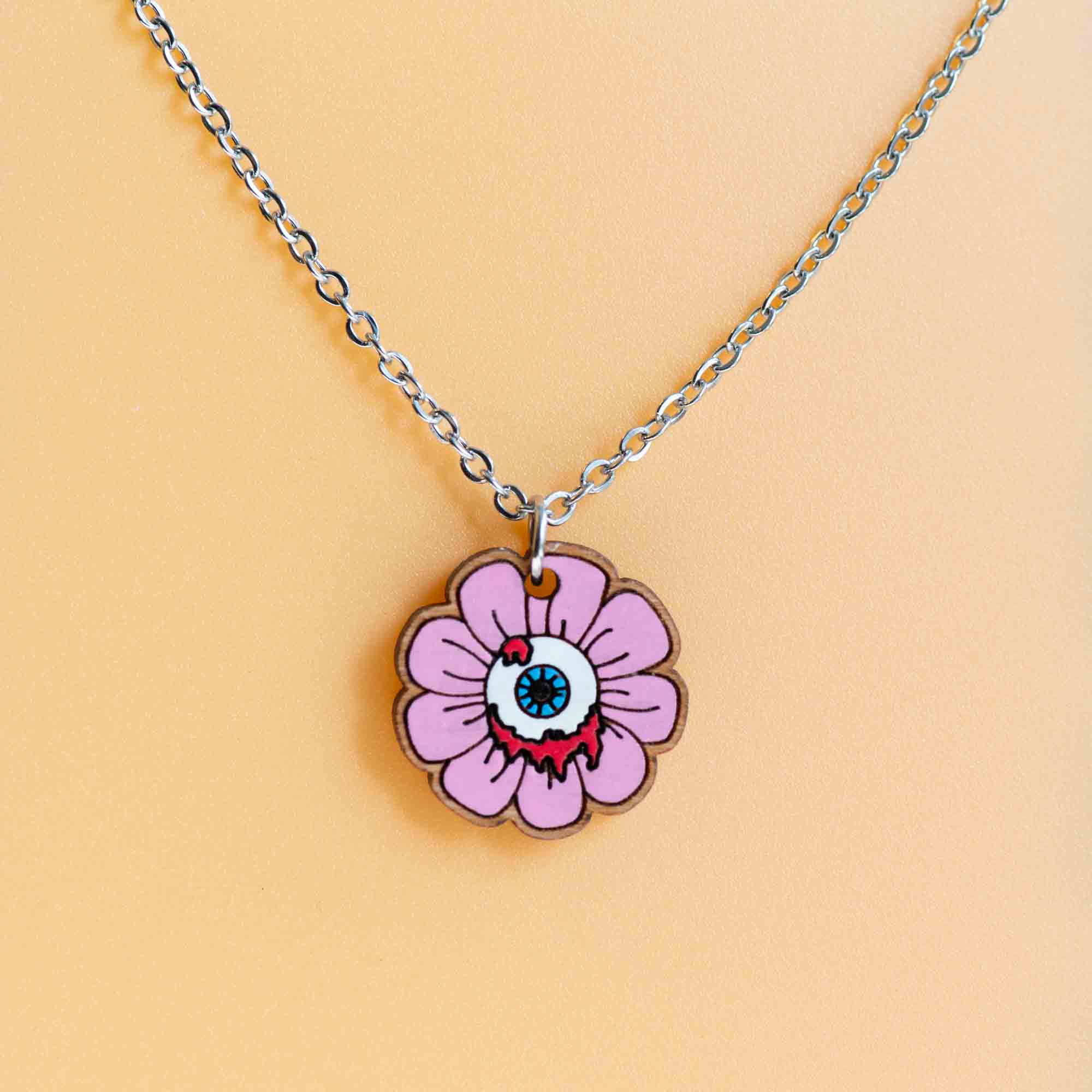 Hand Painted Flower Eyeball Necklace - Robin Valley Official Store