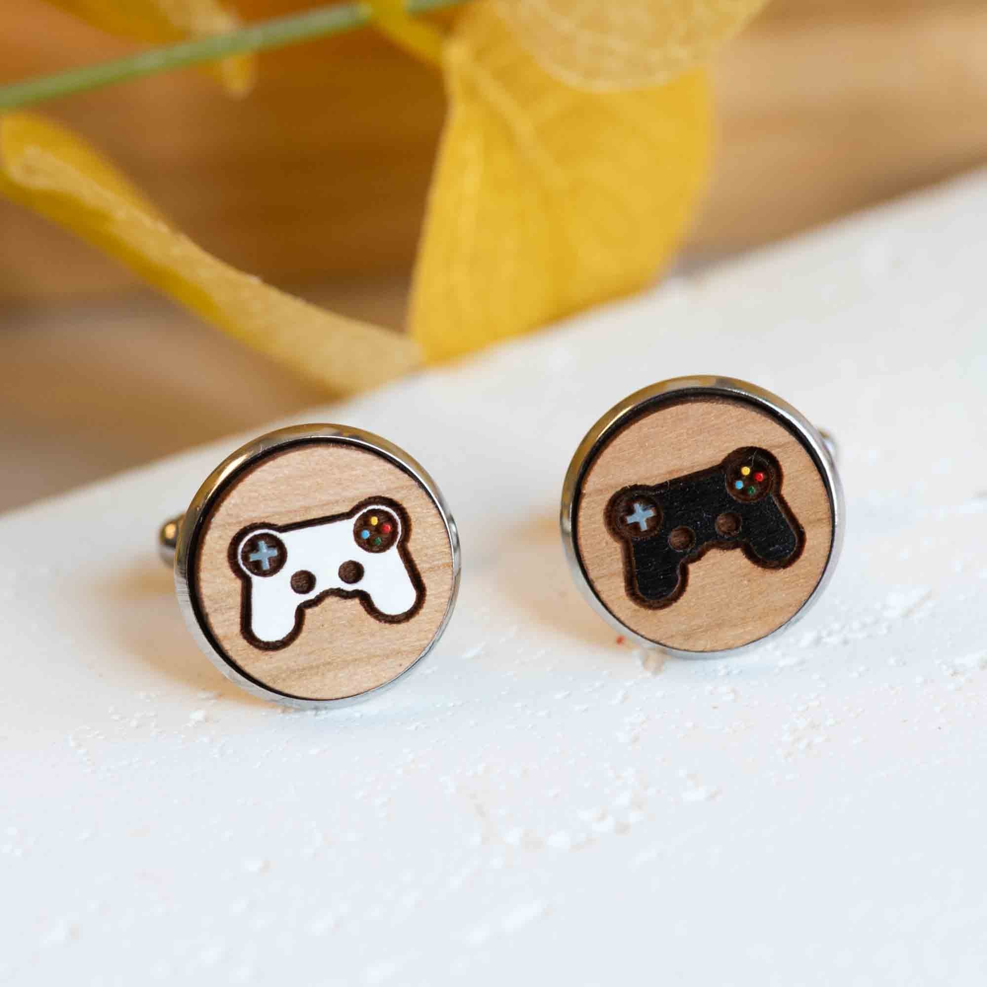 Hand - painted Gamepad Controller Wooden Cufflinks - CT35062 - Robin Valley Official Store