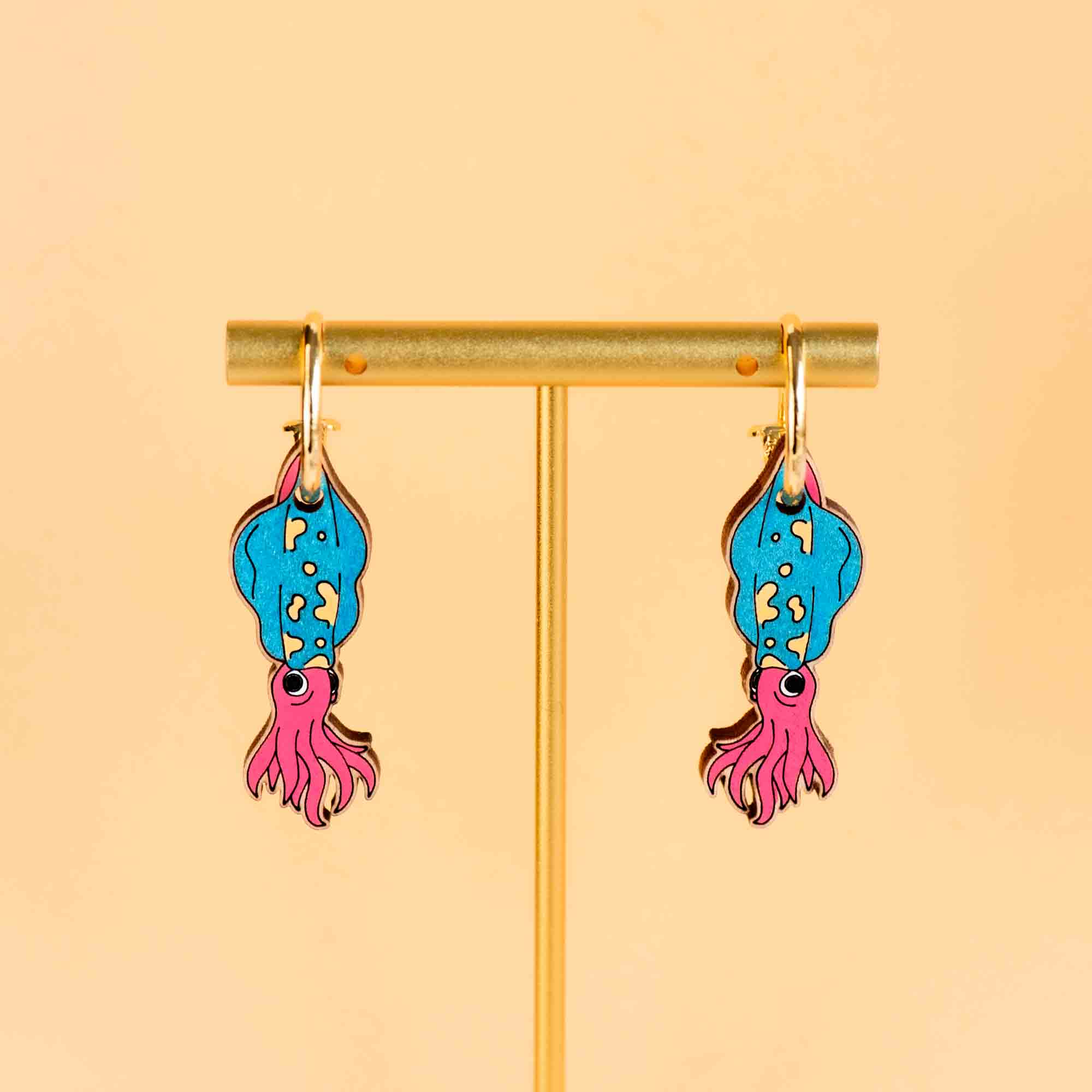 Hand - painted Giant Squid Hoop Earrings - PES13119H - Robin Valley Official Store