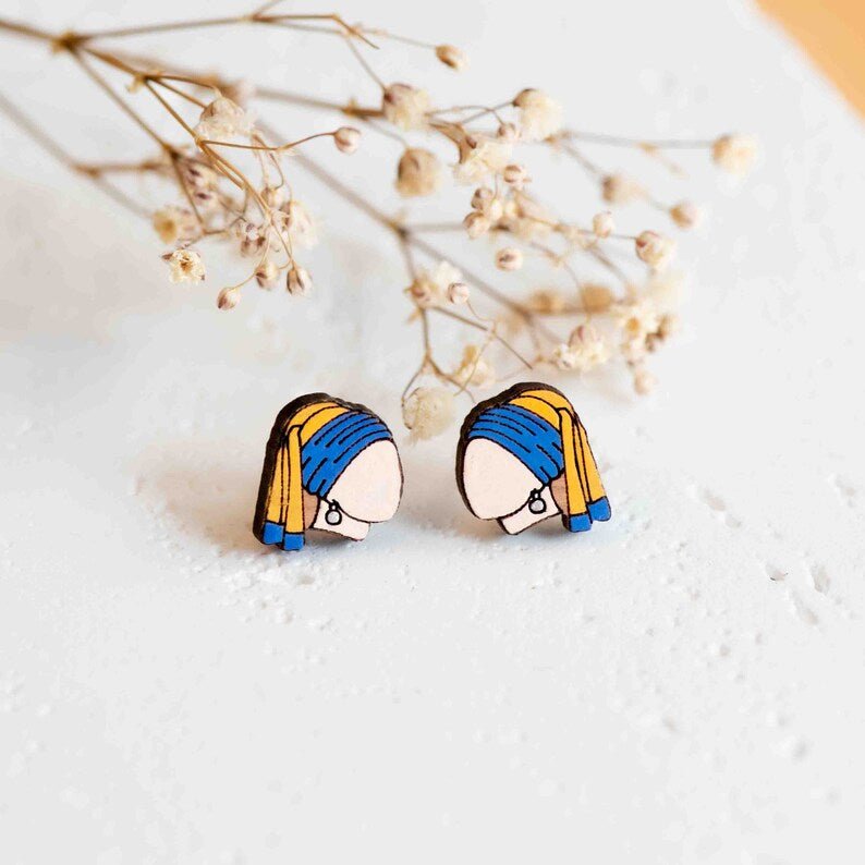 Hand-Painted Girl with a Pearl Earring Inspired by Johannes Vermeer -PET15180 - Robin Valley Official Store
