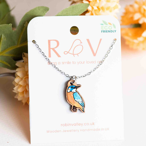 Hand Painted Kingfisher Necklace - NB62011 - Robin Valley Official Store