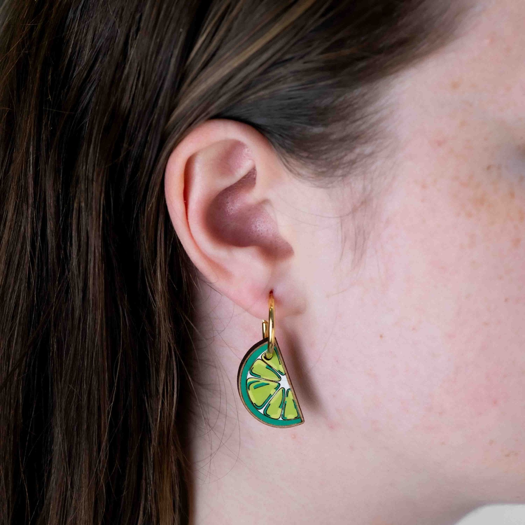 Hand - Painted Lime Hoop Earrings - Robin Valley Official Store