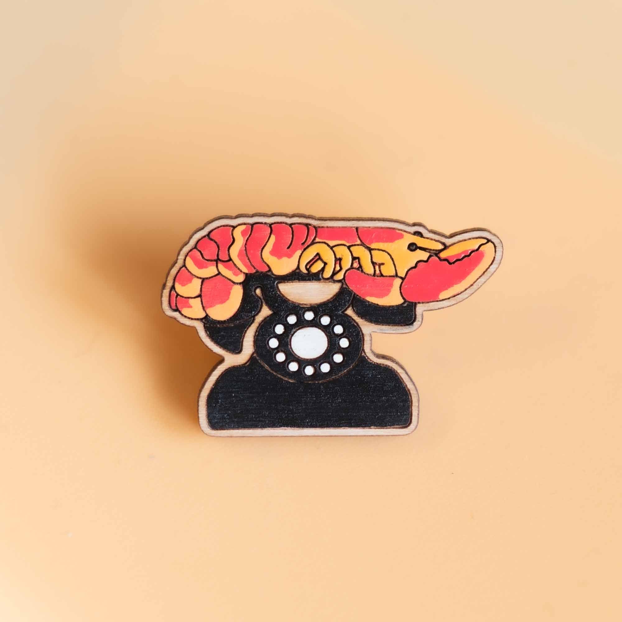 Hand - painted Lobster Telephone Pin Badge Inspired by Salvador Dalí - PT45236 - Robin Valley Official Store
