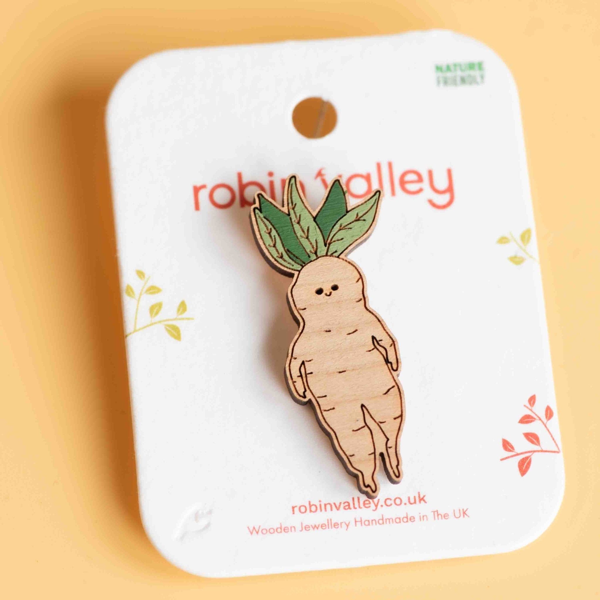 Hand - painted Mandrake Wooden Pin Badge - PO44247 - Robin Valley Official Store