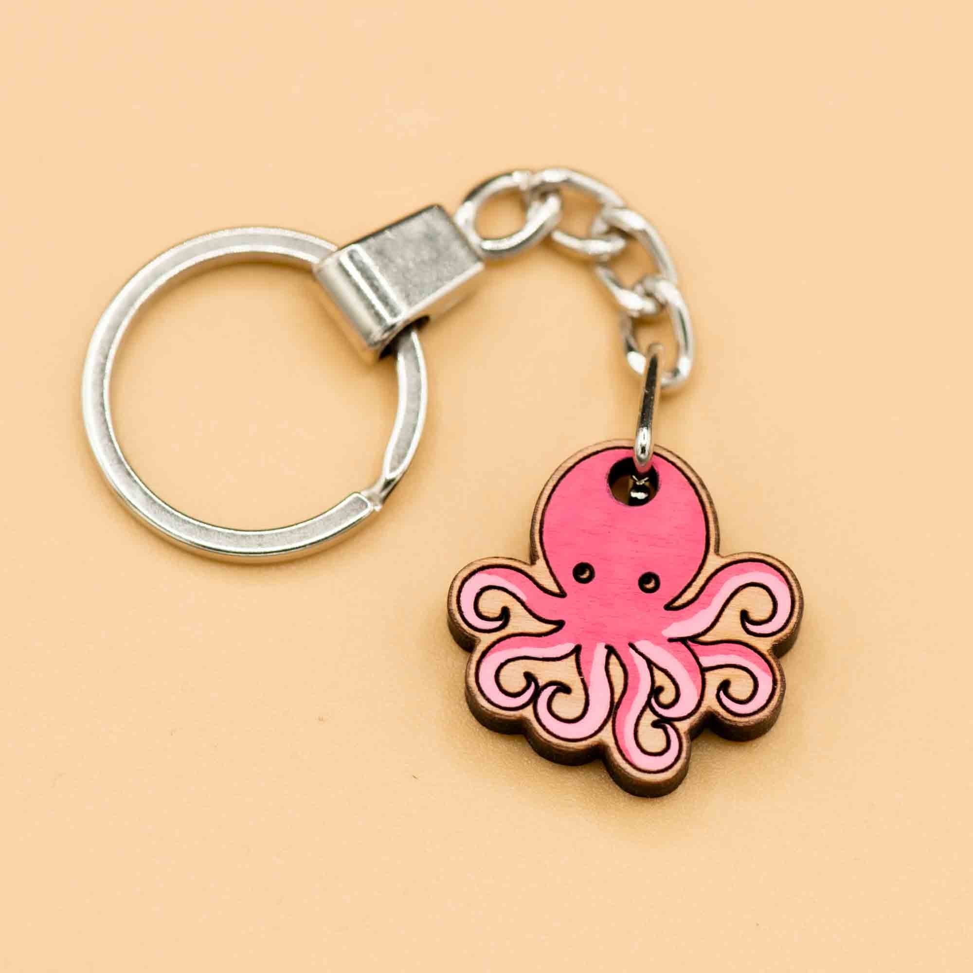 Hand - painted Octopus Wooden Keyring - KS13094 - Robin Valley Official Store