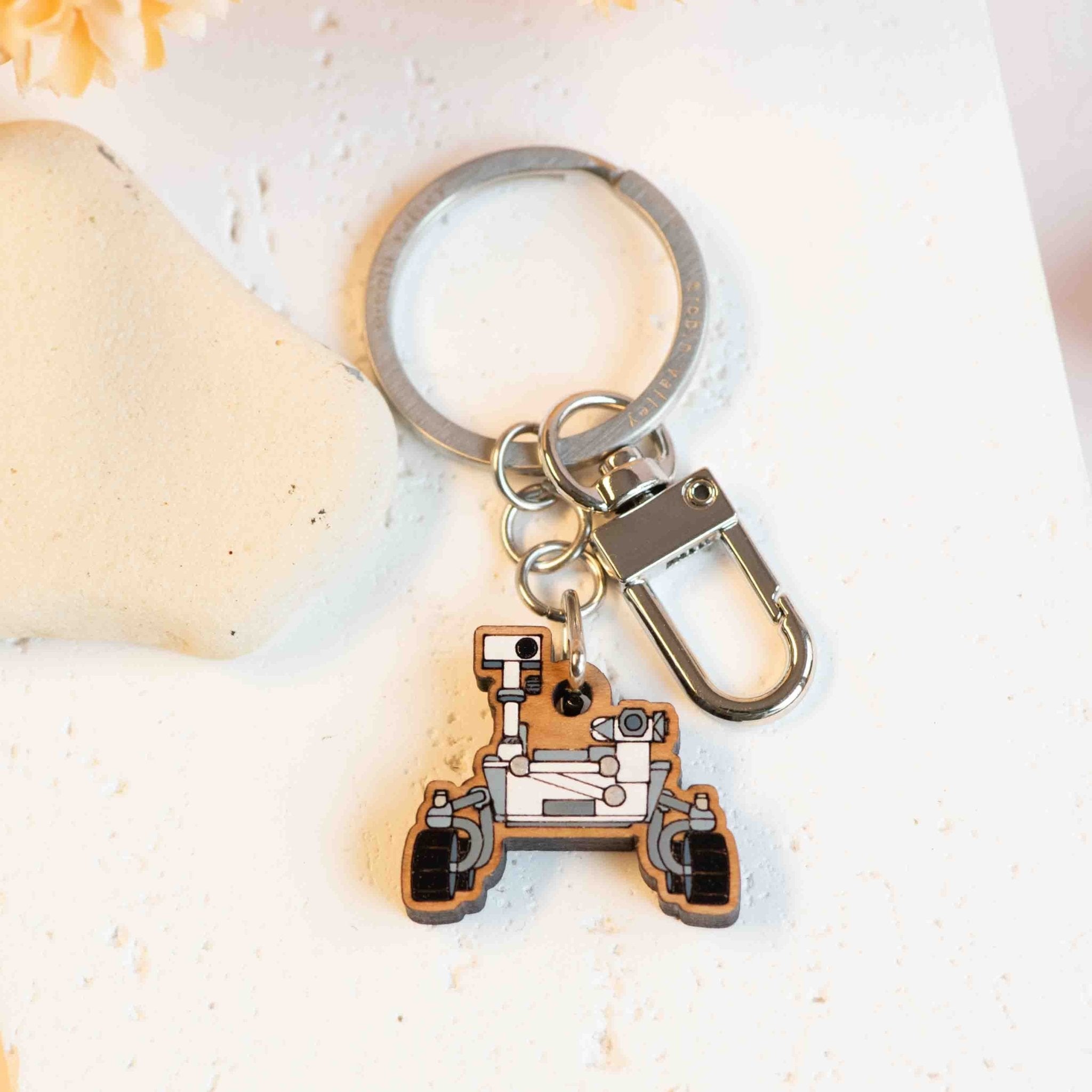 Hand - painted Perseverance Rover Wooden Keyring - KT25462 - Robin Valley Official Store