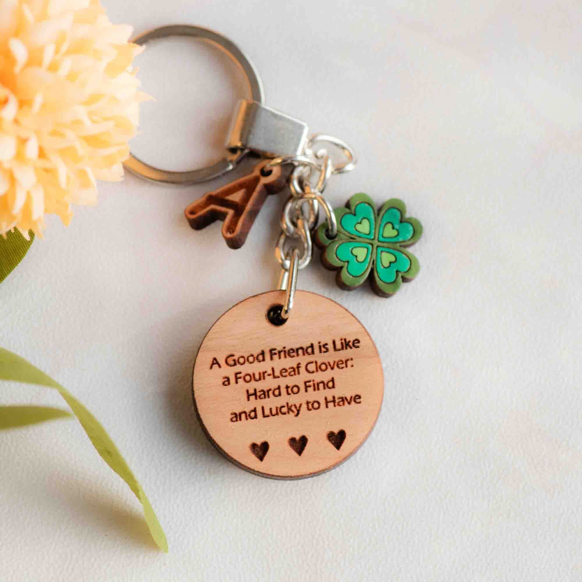 Hand - painted Personalised Lucky Clover Best Friend Keyring - CUS10002 - Robin Valley Official Store