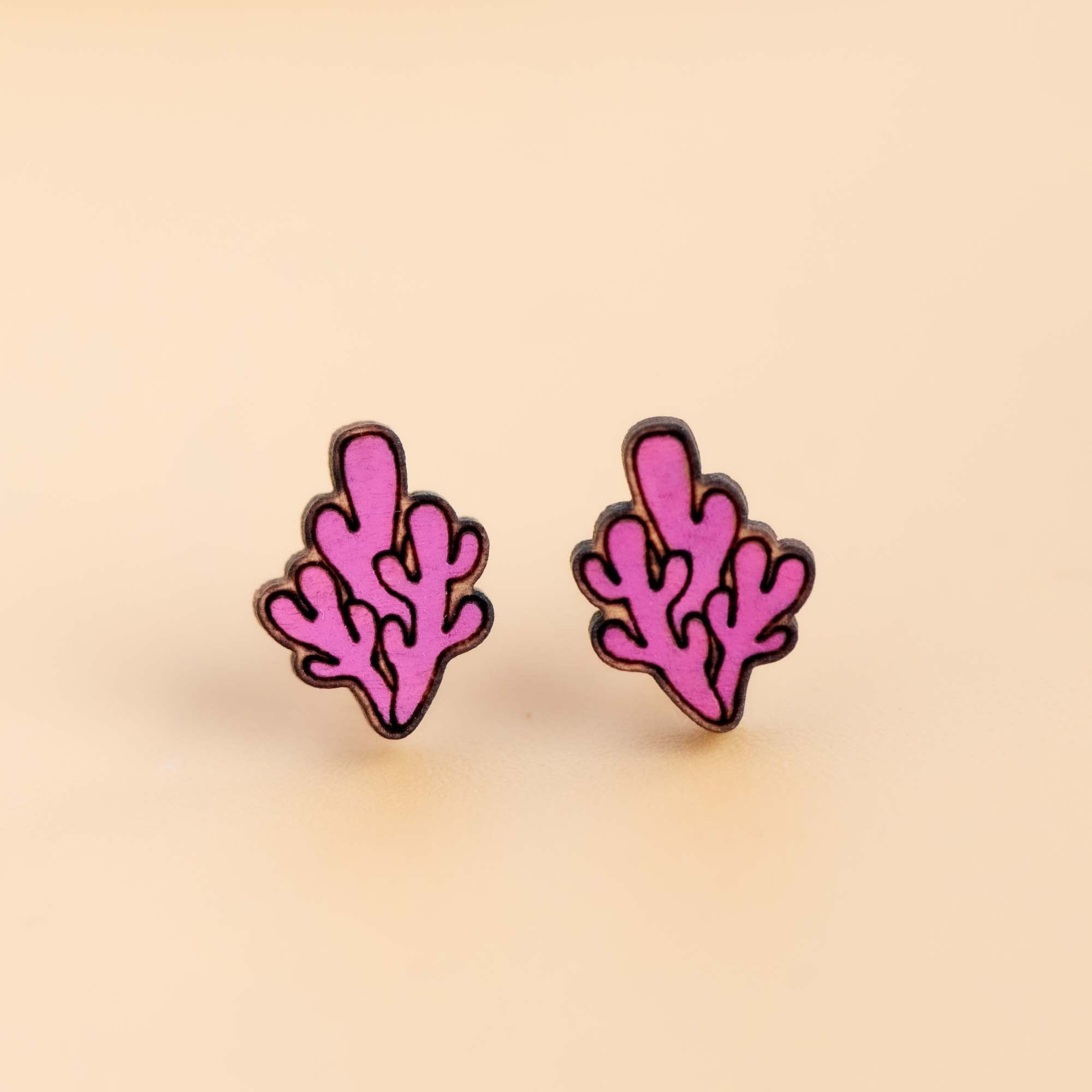Hand - painted Pink Coral Earrings - PES13105 - Robin Valley Official Store