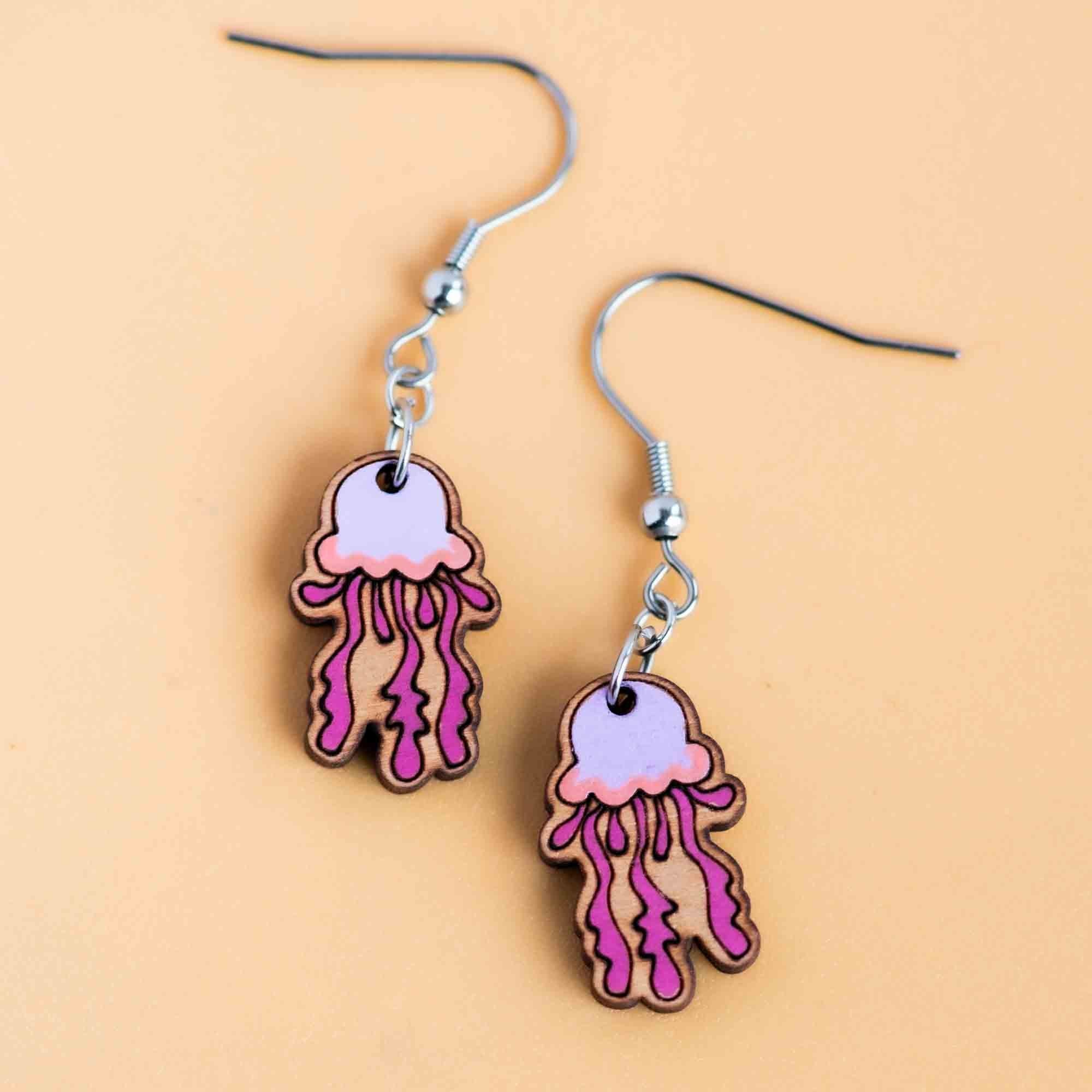 Hand - painted Purple Jellyfish Dangling Earrings - PES13098 - Robin Valley Official Store