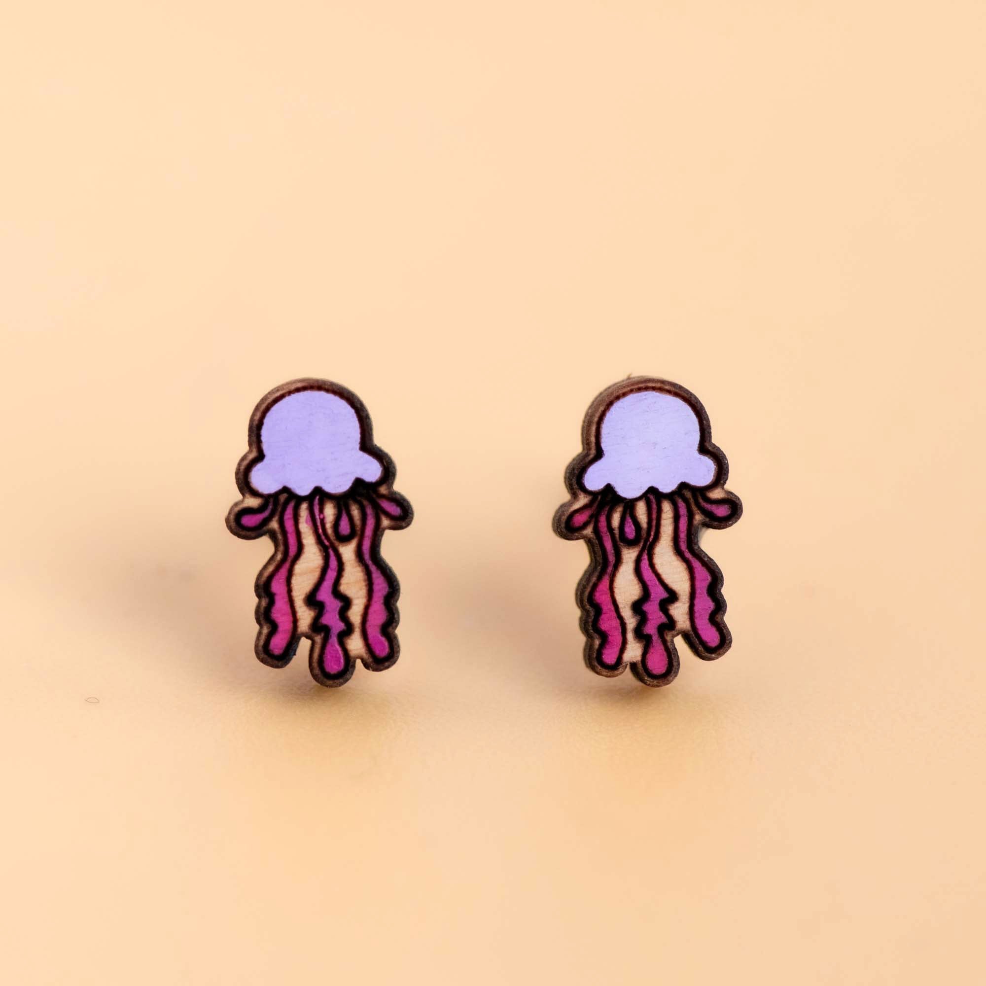 Hand - painted Purple Jellyfish Earrings - PES13084 - Robin Valley Official Store
