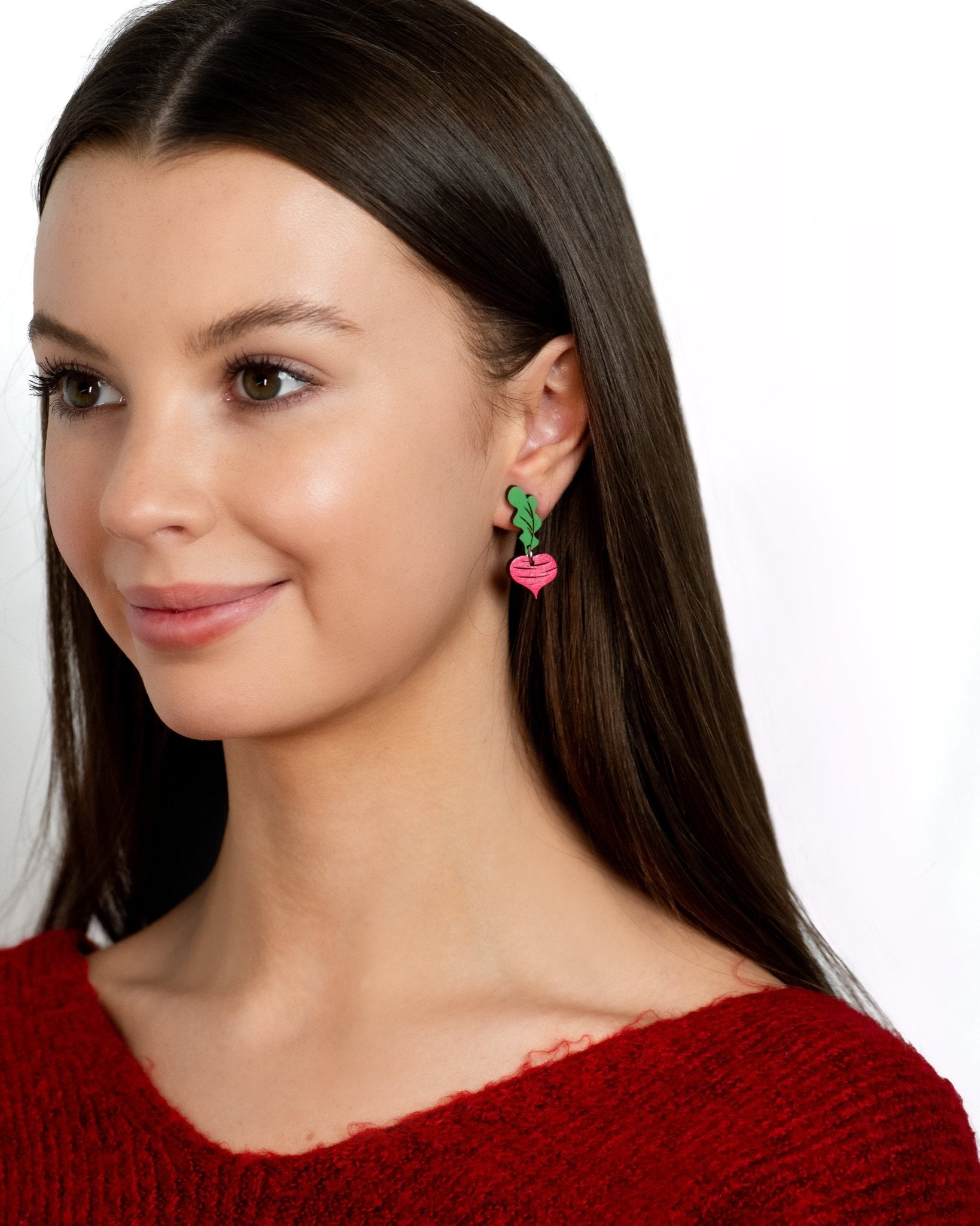 Hand - painted Radish Drop Earrings - PEO14234D - Robin Valley Official Store