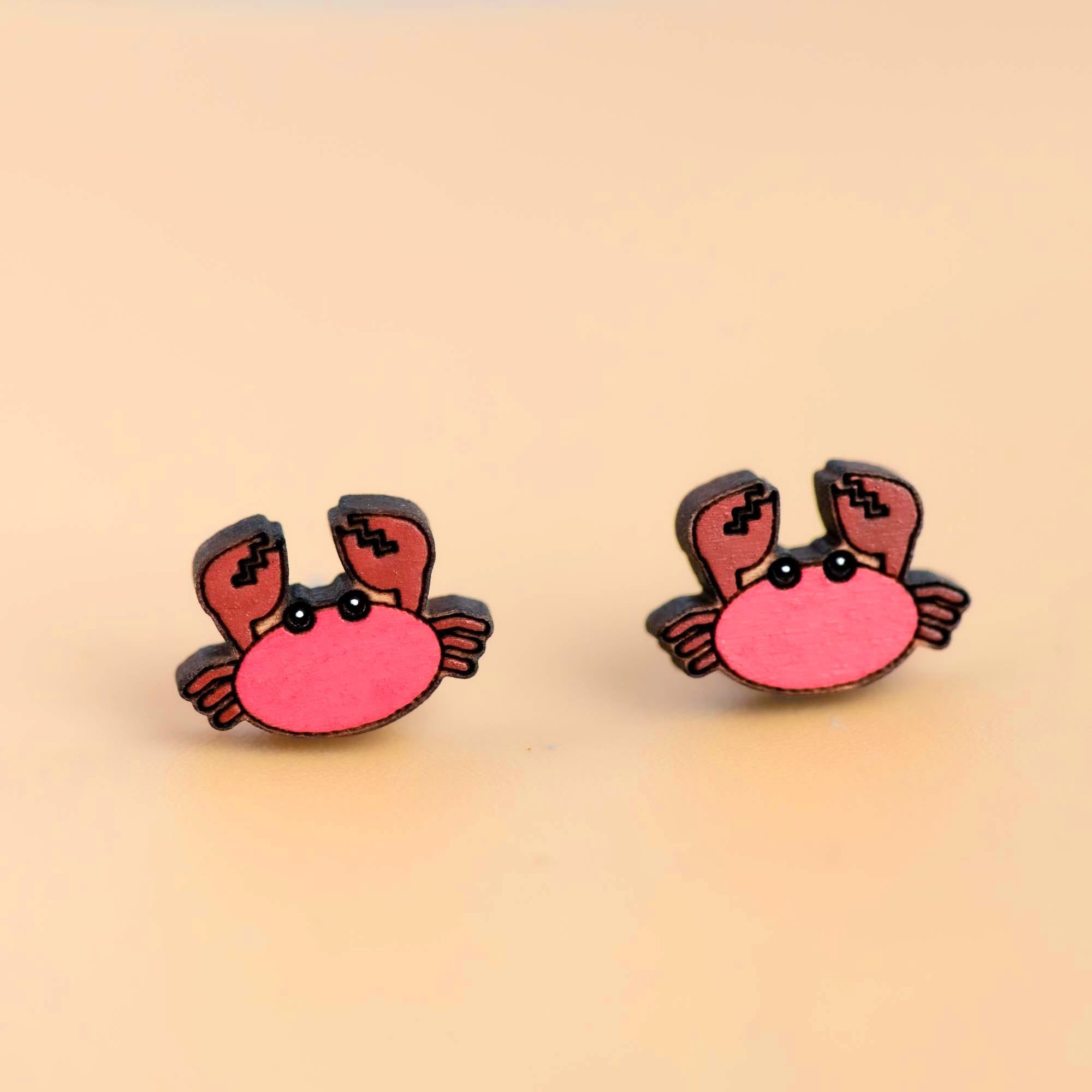 Hand - painted Red Crab Earrings - PES13081 - Robin Valley Official Store
