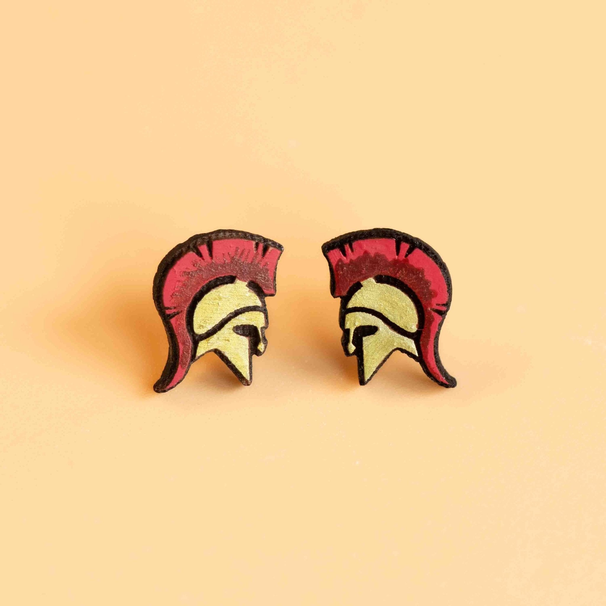 Hand - painted Roman Spartan Helmet Earrings - PET15235 - Robin Valley Official Store