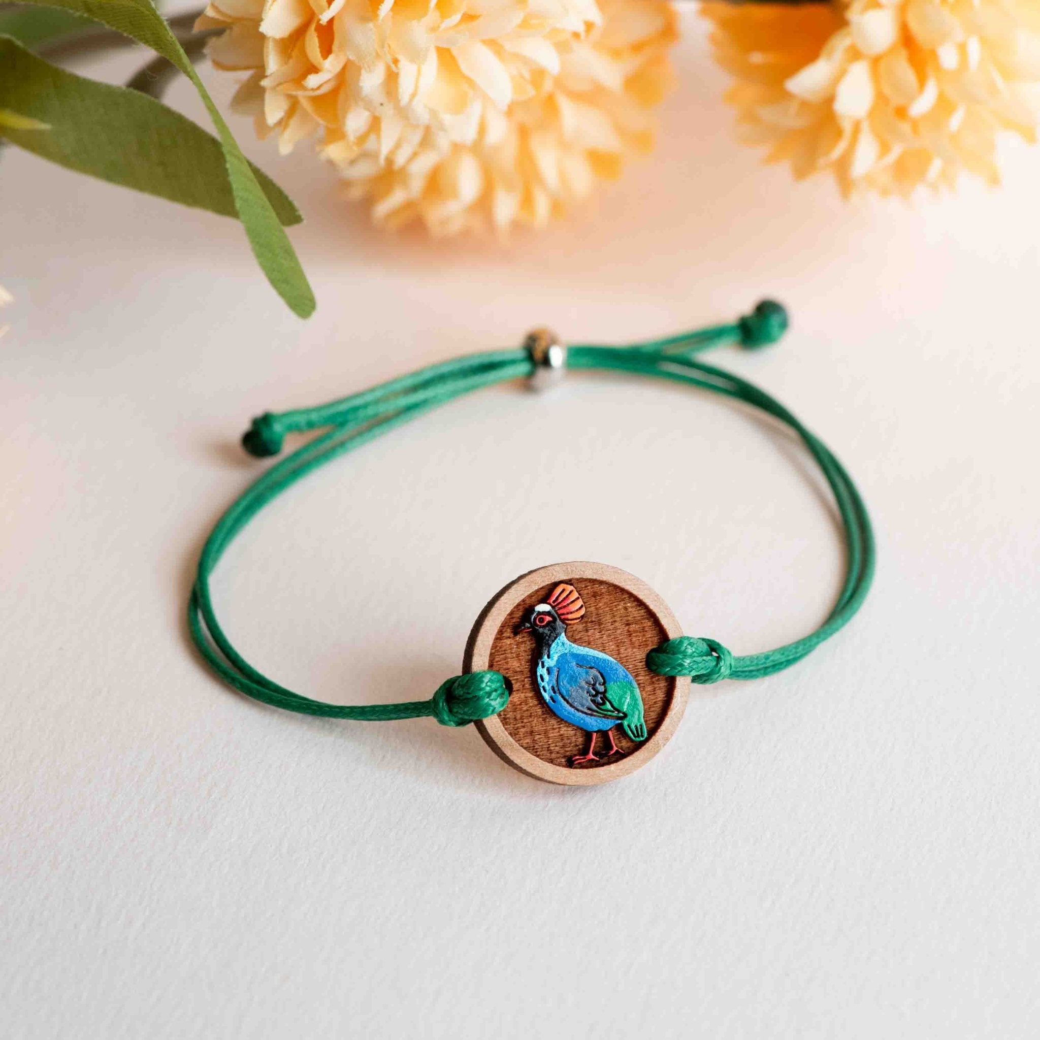 Hand - Painted Roul Roul Bird Wooden Bracelet - BRL92124 - Robin Valley Official Store