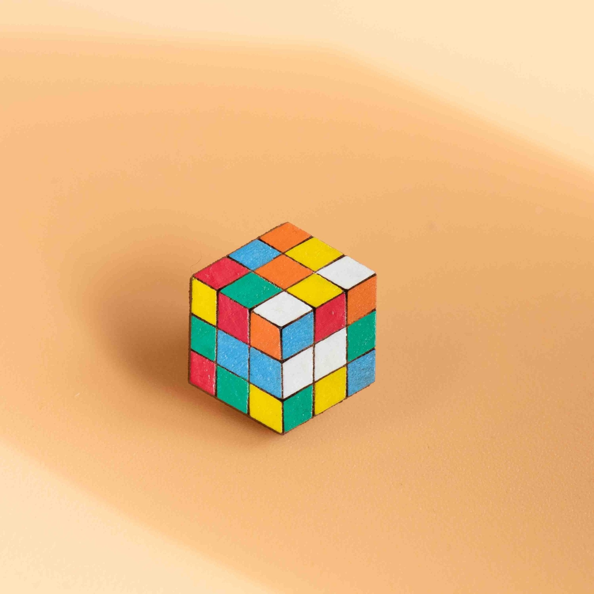 Pin Cube Hand-painted Rubik's Cube Wooden Pin Badge - PT45248 – Robin Valley ...