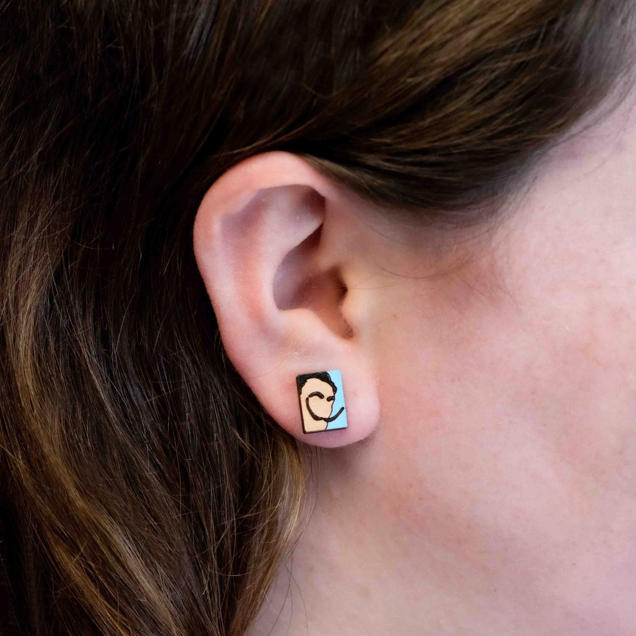 Hand - painted Salvador Dalí Portrait Earrings Dalí - inspired jewelry - PET15113 - Robin Valley Official Store