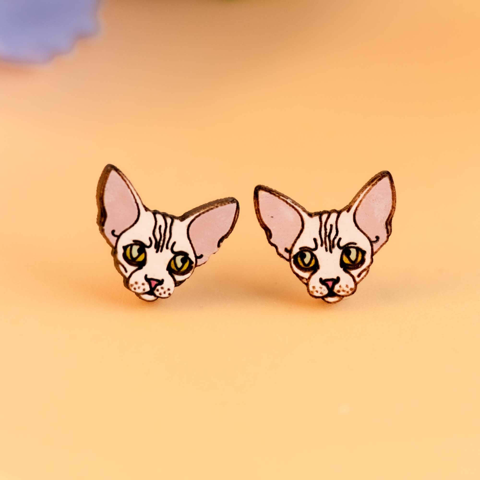 Hand - painted Sphynx Cat Earrings - PEL10330 - Robin Valley Official Store