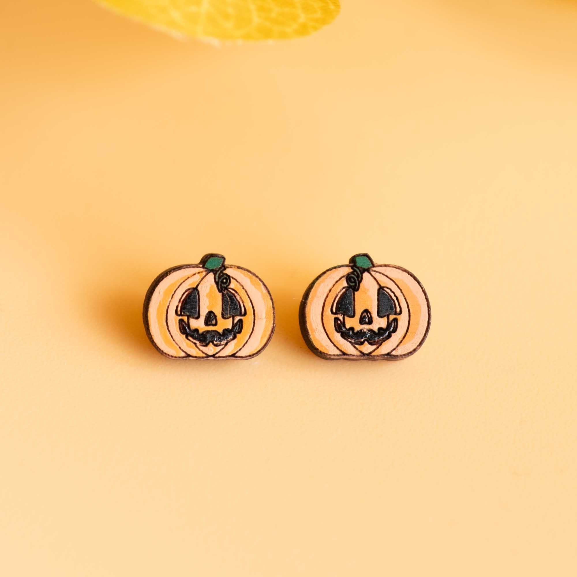 Hand - painted Spooky Pumpkin Earrings Halloween Collection - PEO14146 - Robin Valley Official Store