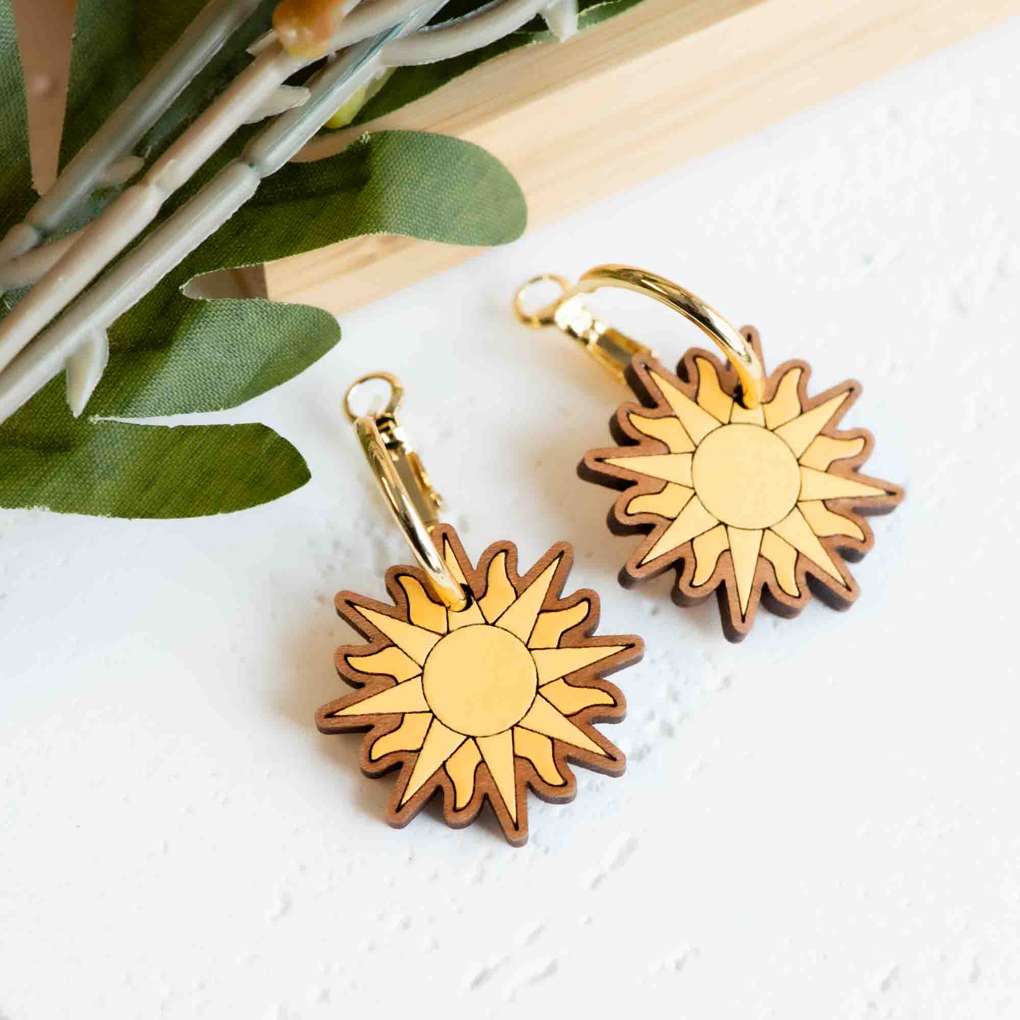 Hand - painted Sun Hoop Earrings - PEO14152H - Robin Valley Official Store