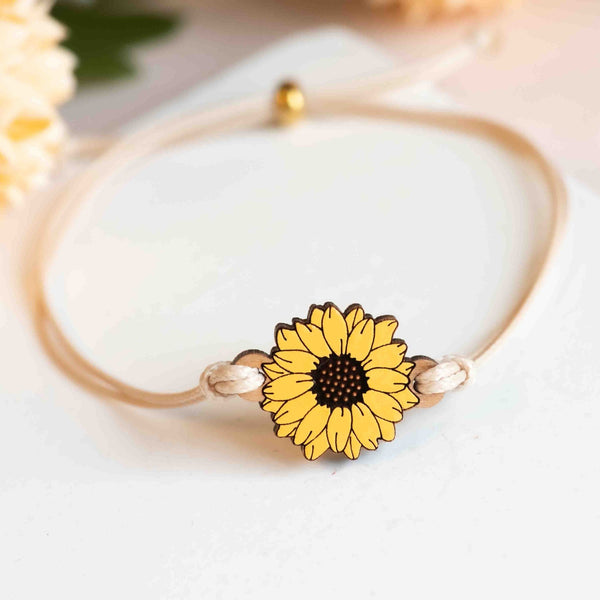 Hand - Painted Sunflower Wooden Bracelet - BRO94082 - Robin Valley Official Store