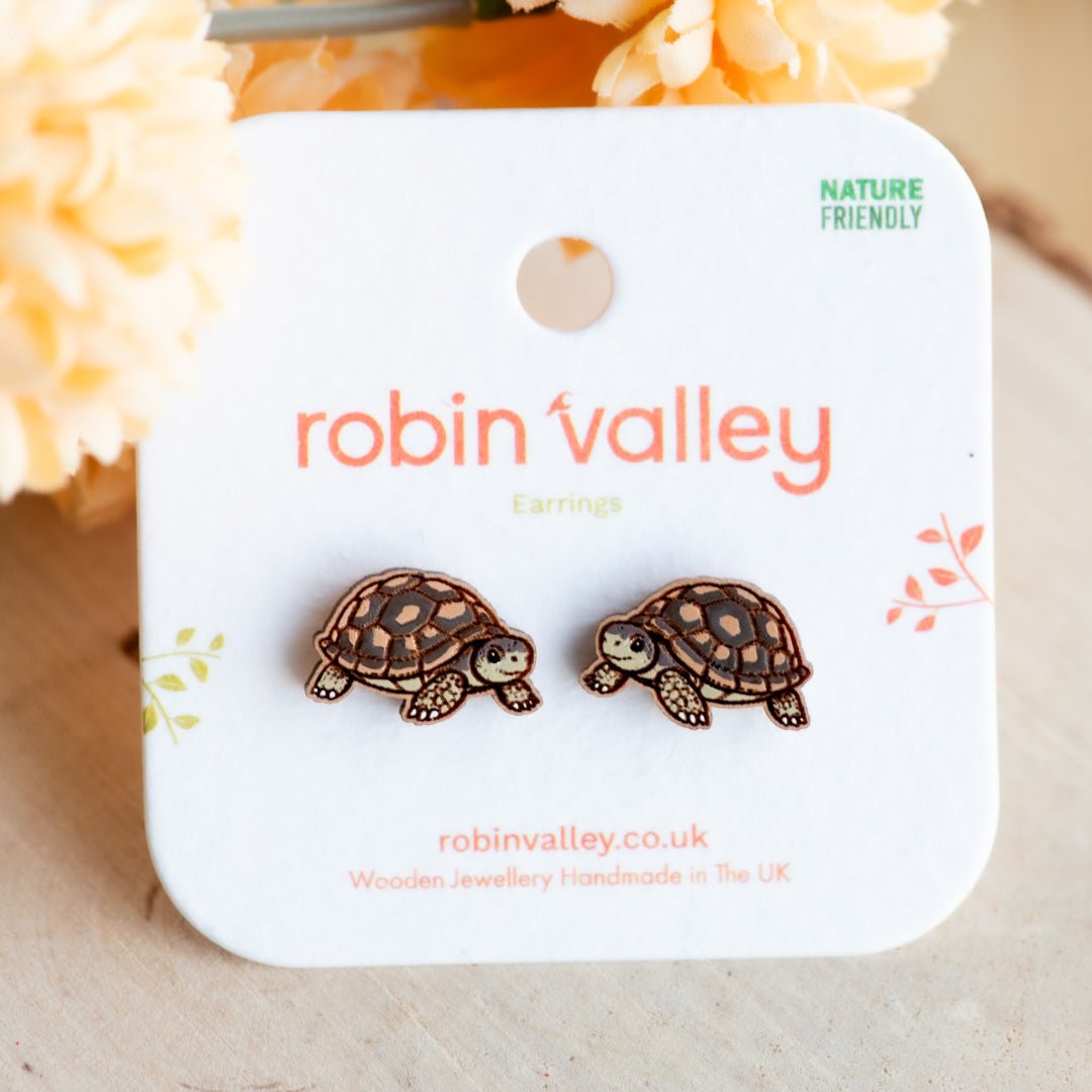 Hand - painted Tortoise Stud Earrings - Robin Valley Official Store