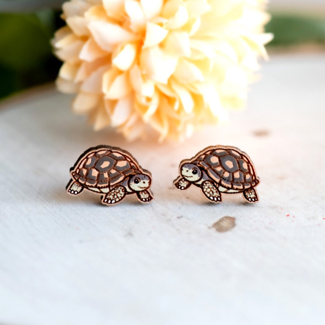 Hand - painted Tortoise Stud Earrings - Robin Valley Official Store