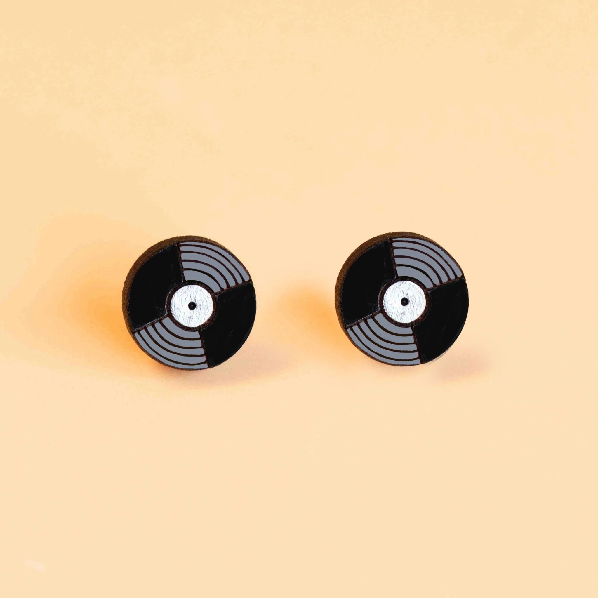 Hand - painted Vinyl Records Earrings Wooden Jewellery - PET15186 - Robin Valley Official Store