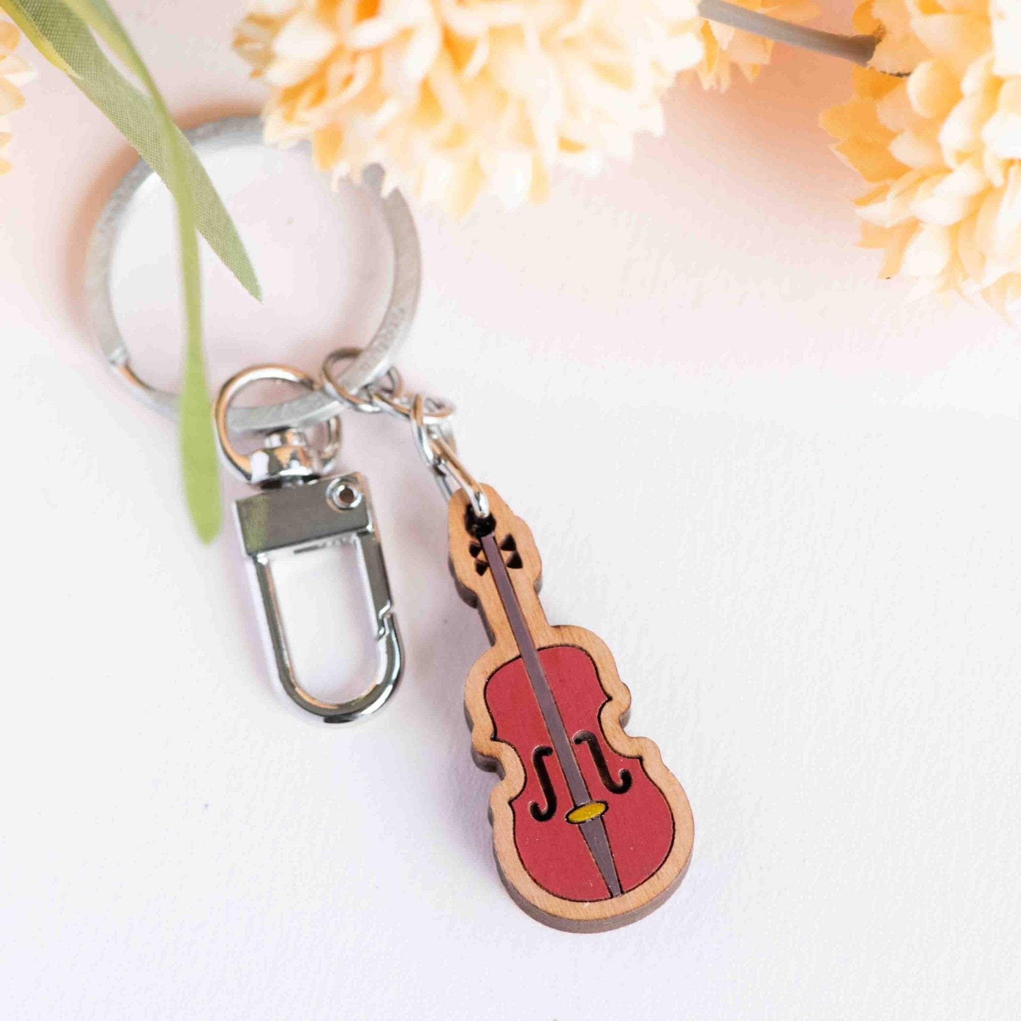 Hand - painted Violin Wooden Keyring - KT25128 - Robin Valley Official Store