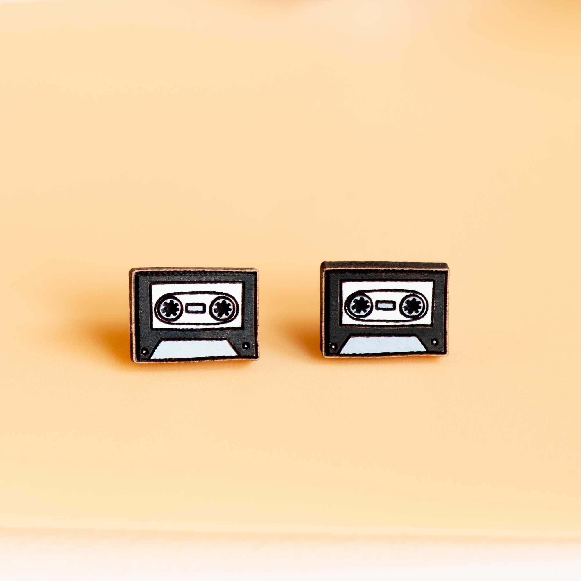 Hand - painted Wooden 80's Tape Earrings - PET15258 - Robin Valley Official Store