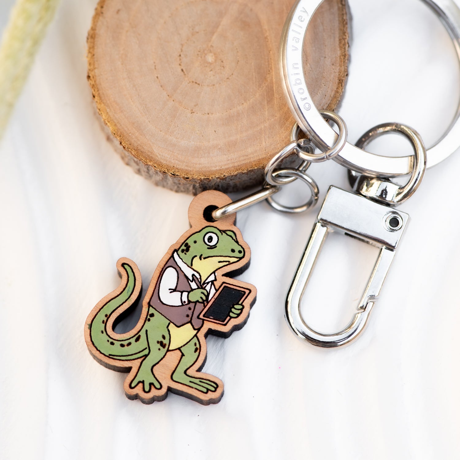 Hand - painted Wooden Bill The Lizard Keyring - Robin Valley Official Store