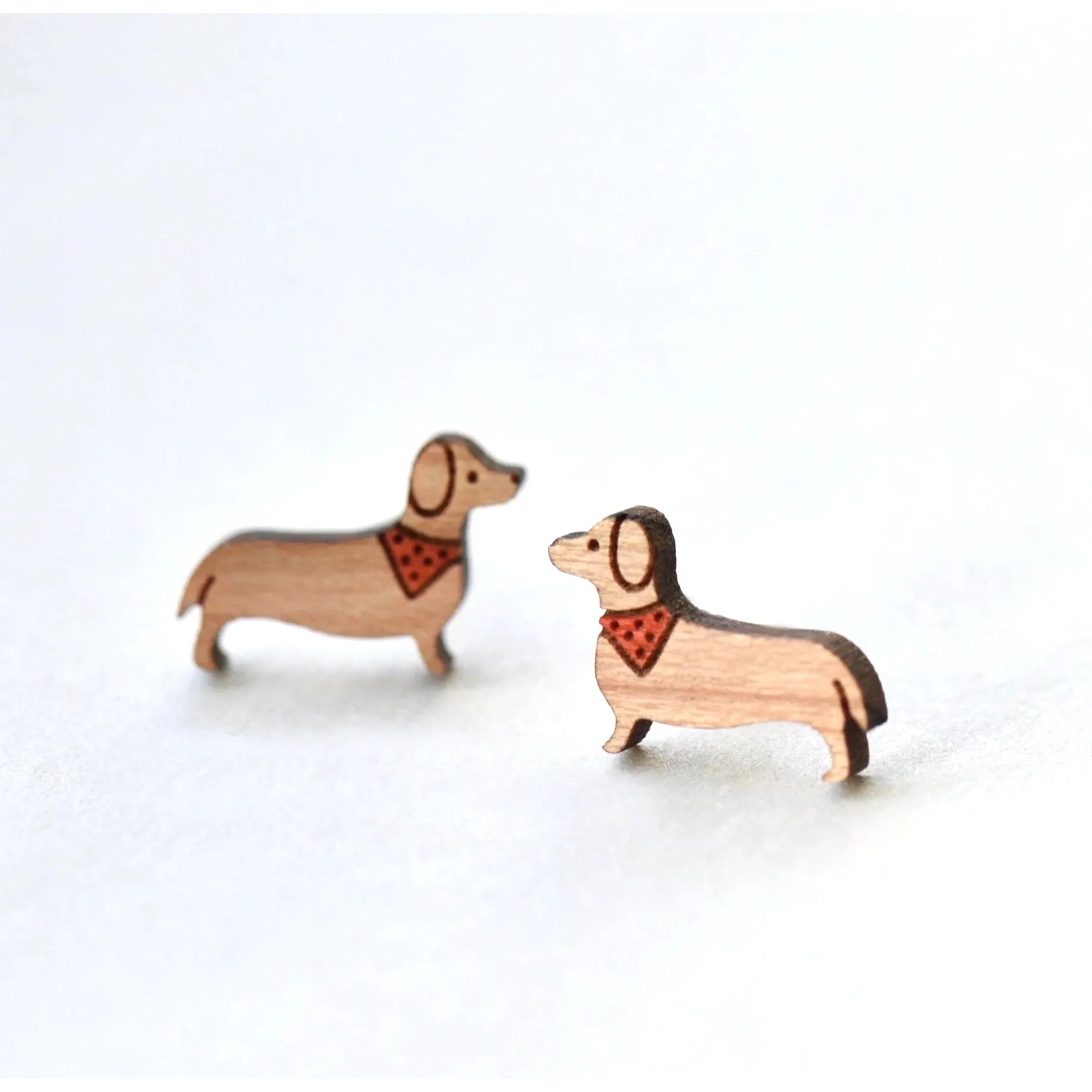 Hand - painted Wooden Dachshund Earrings - EL10025 - Robin Valley Official Store