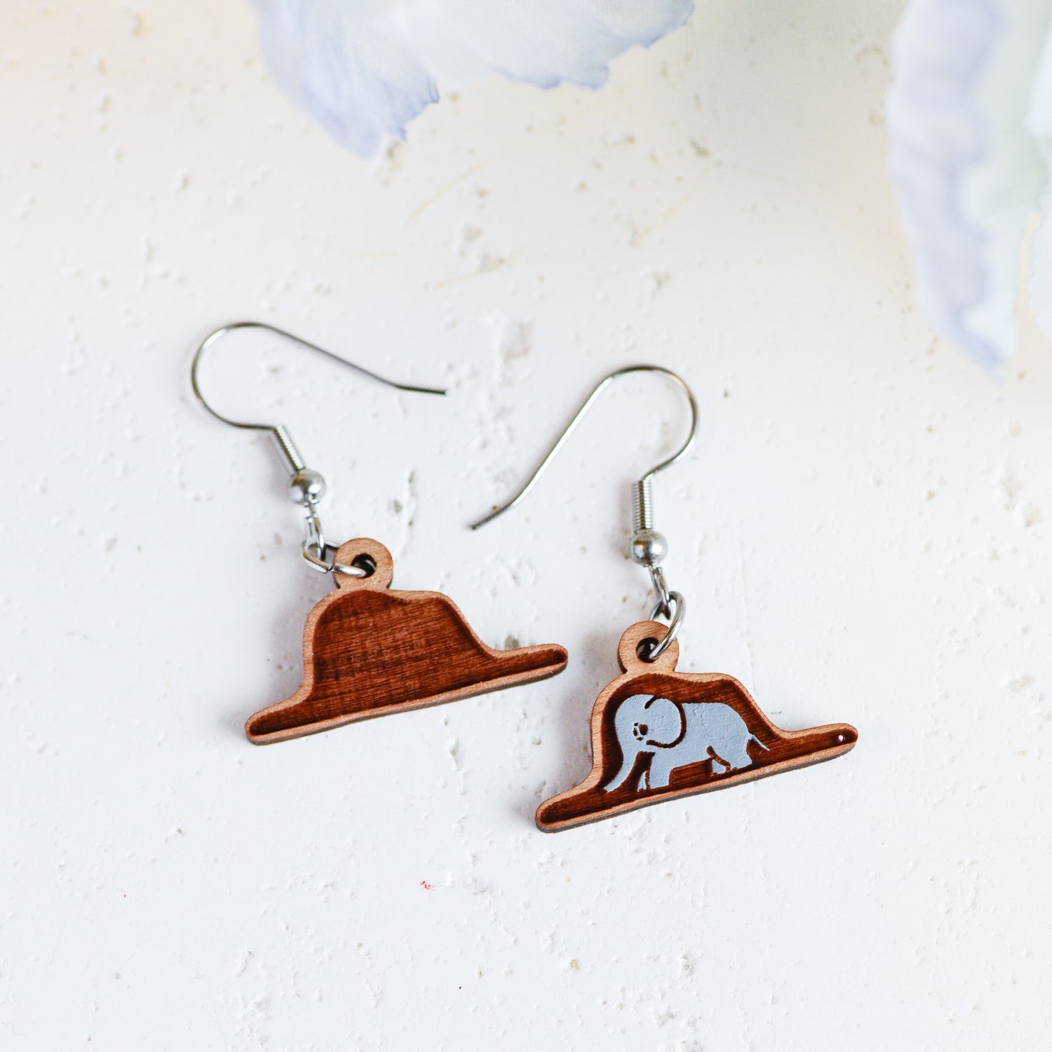 Hand - painted Wooden Hat Elephant Boa Hook Earrings - Robin Valley Official Store