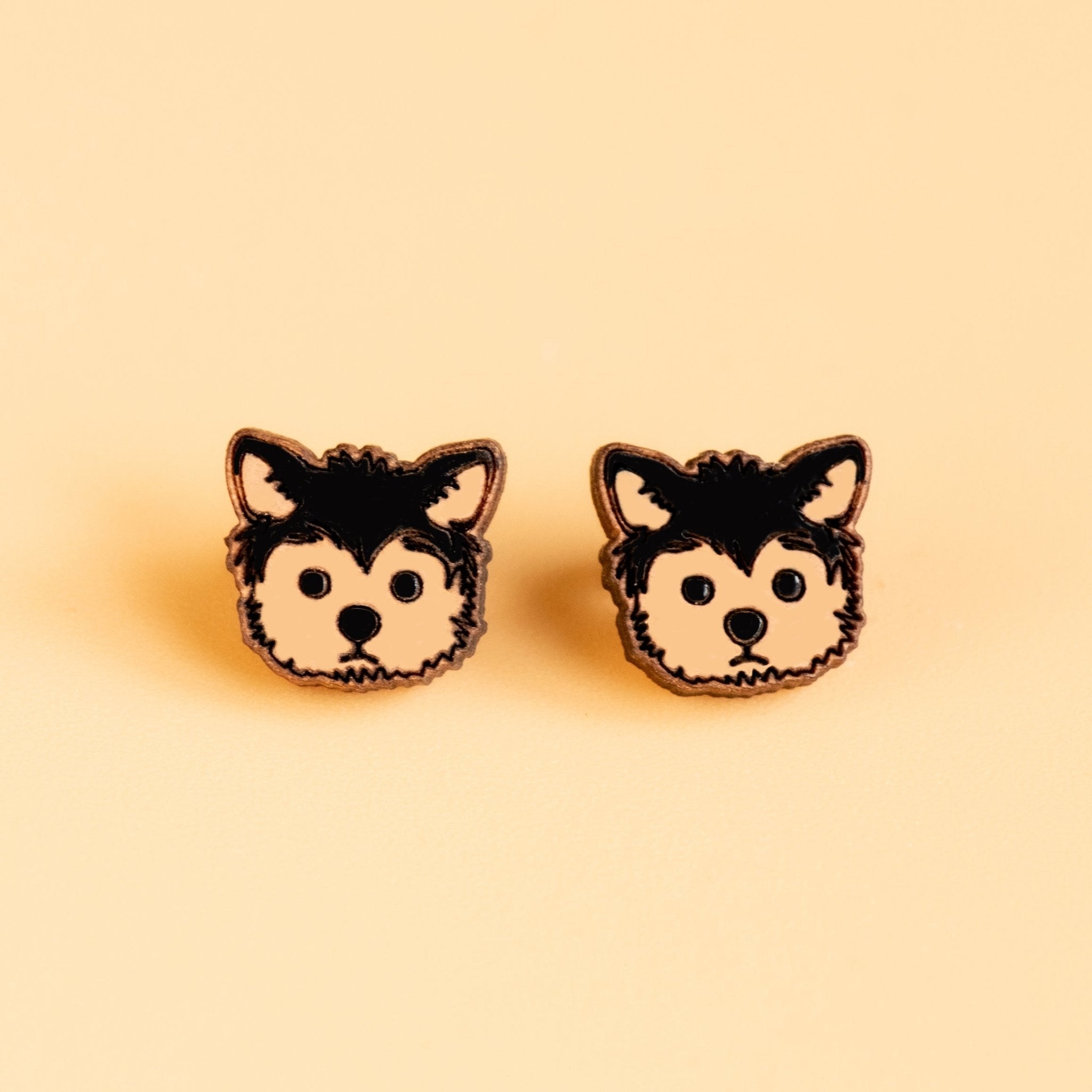 Hand - painted Wooden Yorkshire Terrier Yorkie Earrings - PEL10308 - Robin Valley Official Store