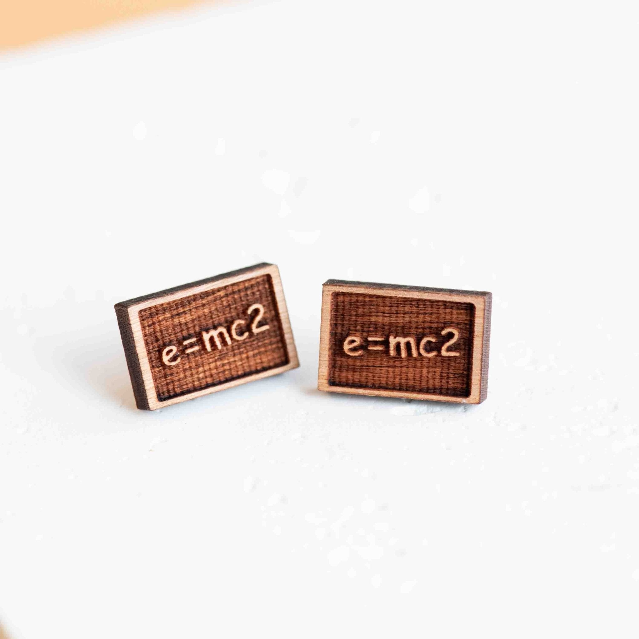 Handmade Wooden E=mc² Formula Earrings - ET35203 - Robin Valley Official Store