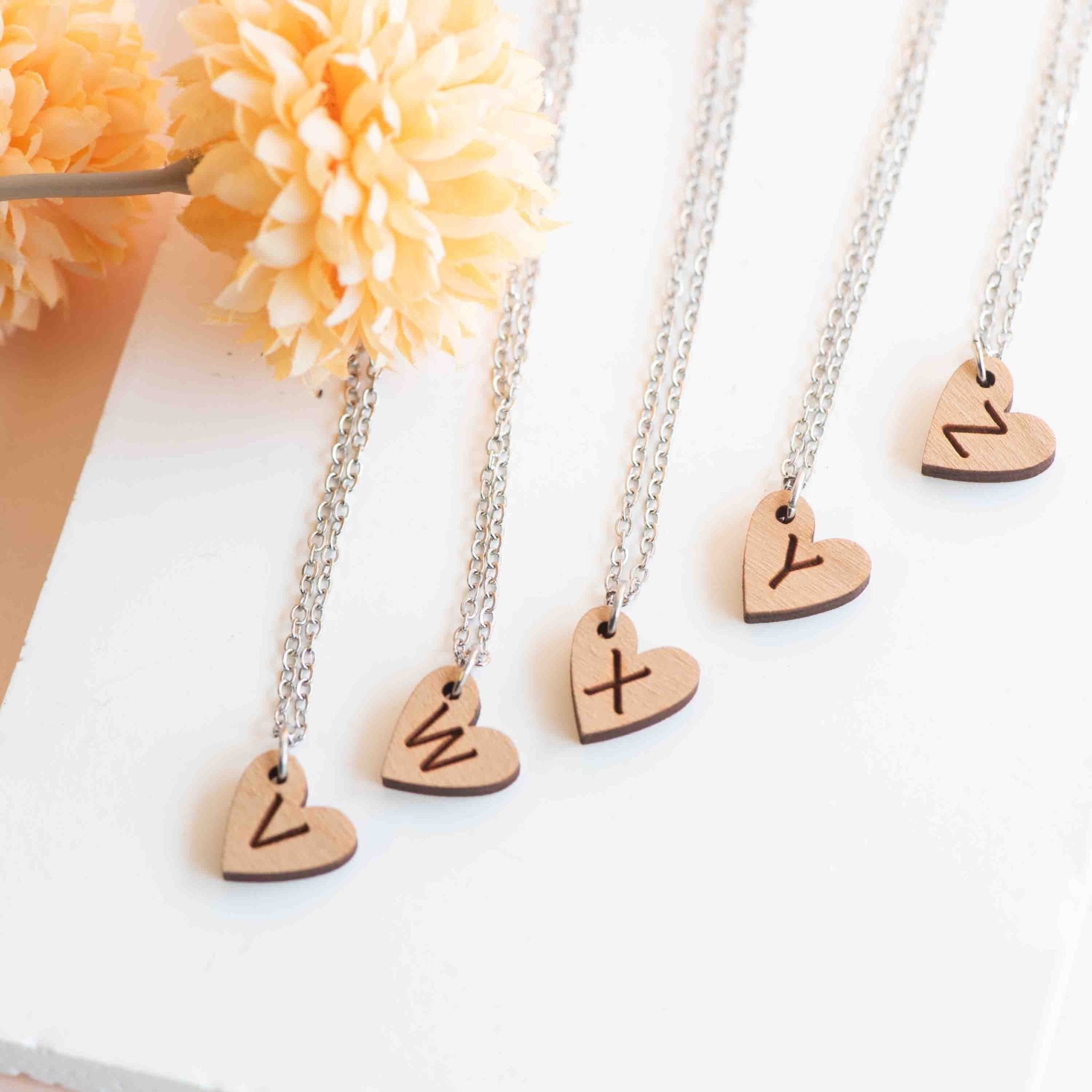 Heart Initial Wooden Necklace - Robin Valley Official Store
