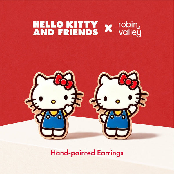 Hello Kitty Classic Blue Stud Earrings - Robin Valley Official Store