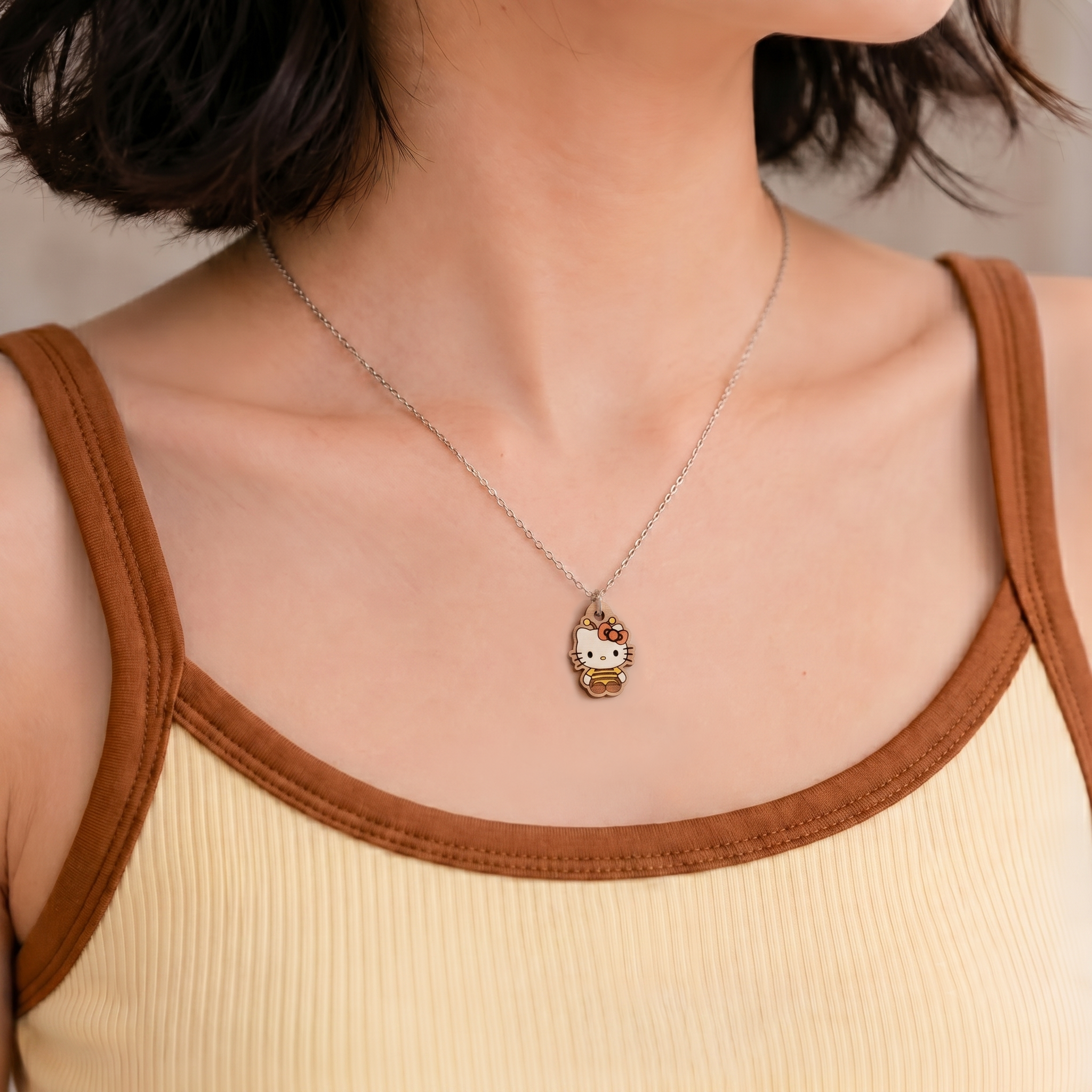 Officially Licensed Sitting Hello Kitty Bee Necklace