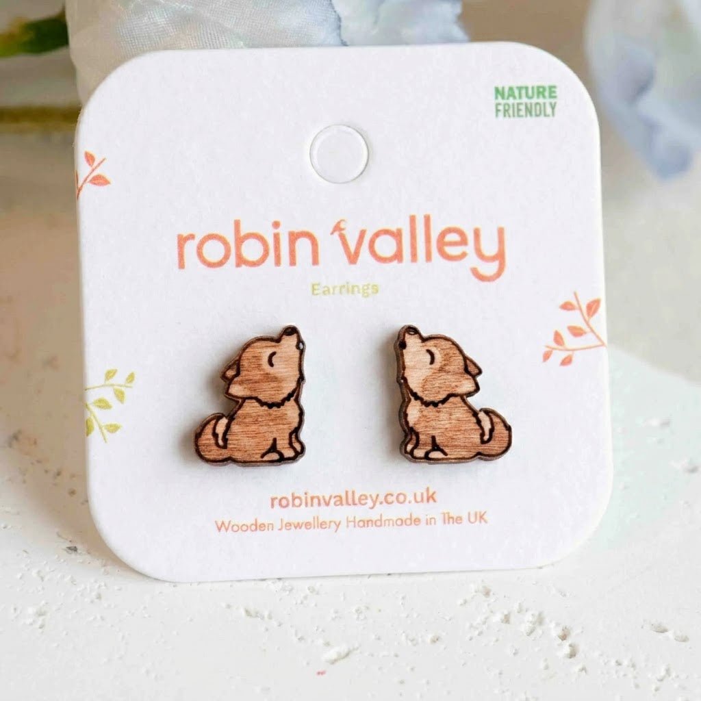 Howling Baby Wolf Stud Earrings - Robin Valley Official Store