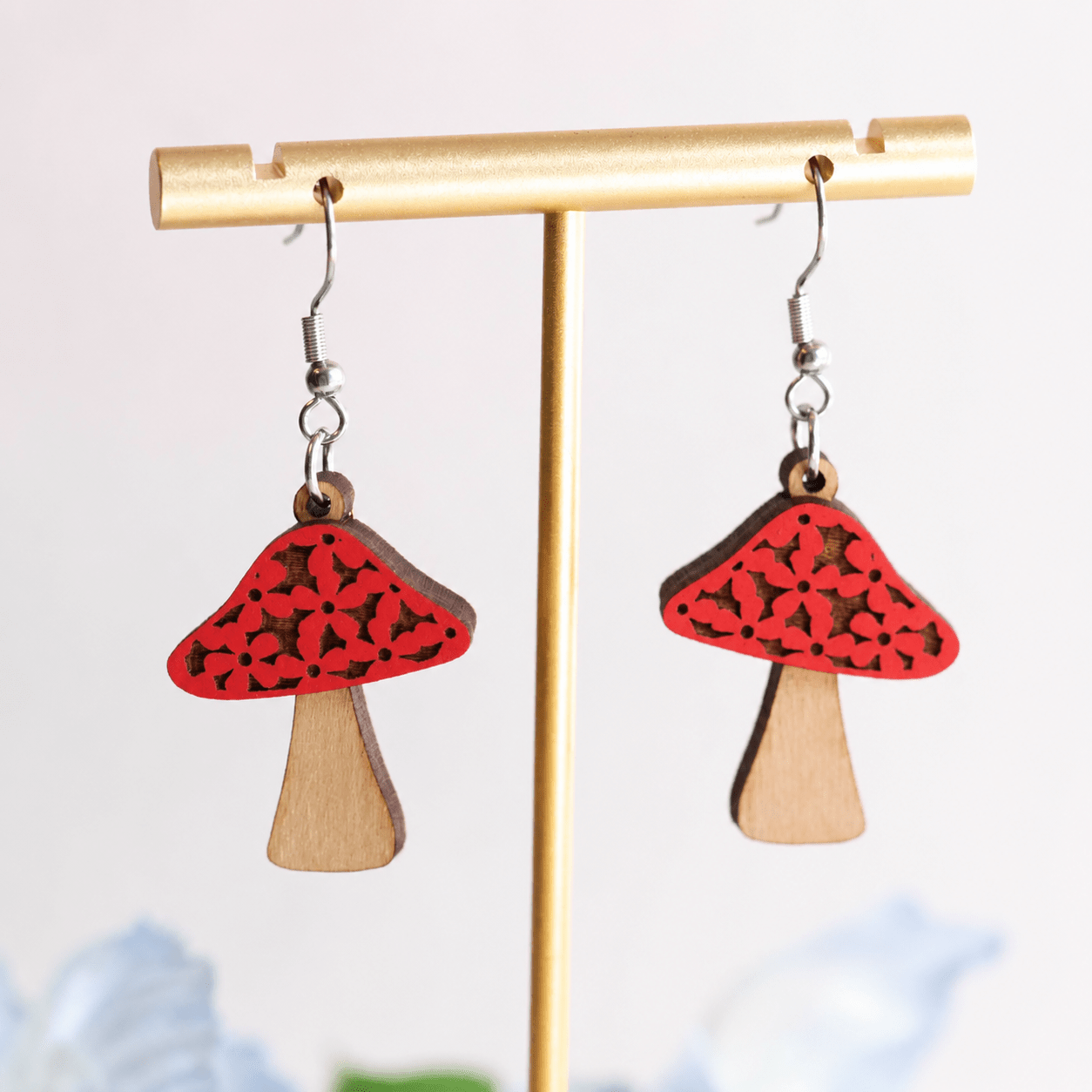 Layered Red Mushroom Hook Earrings - Robin Valley Official Store