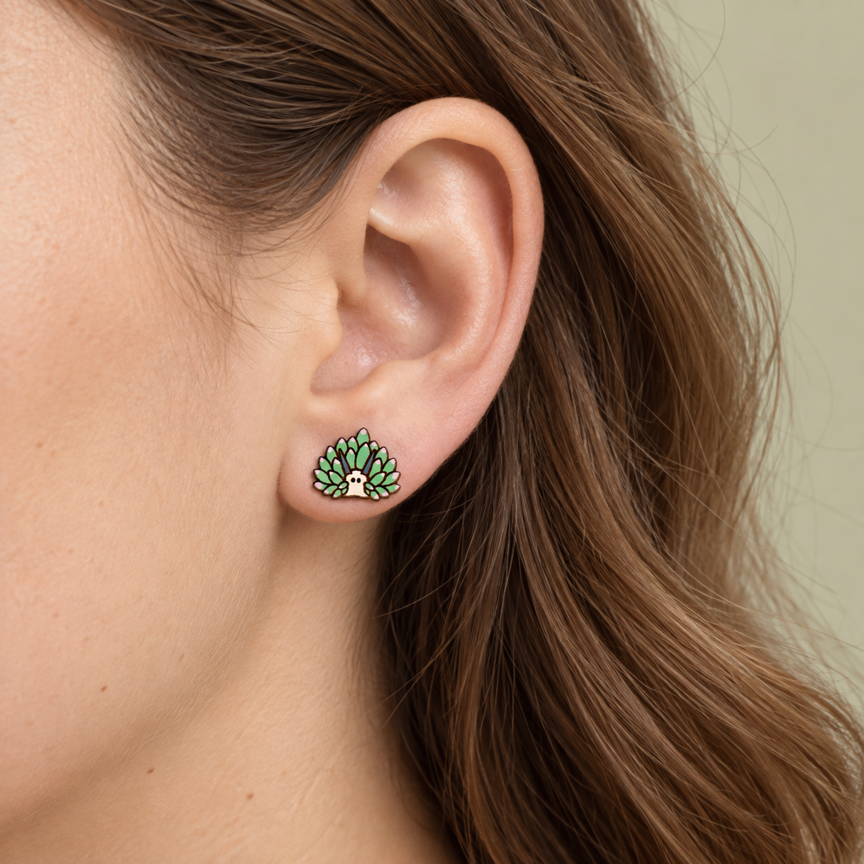 Leaf Sheep Stud Earrings