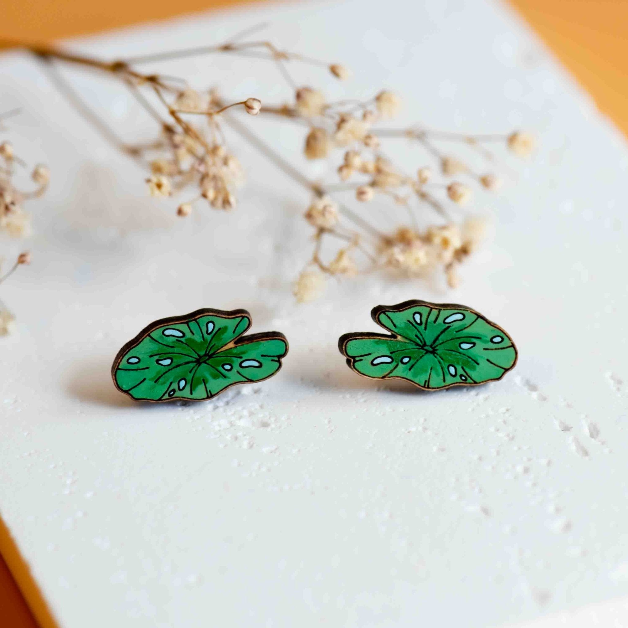 Lily Pad Stud Earrings - Robin Valley Official Store