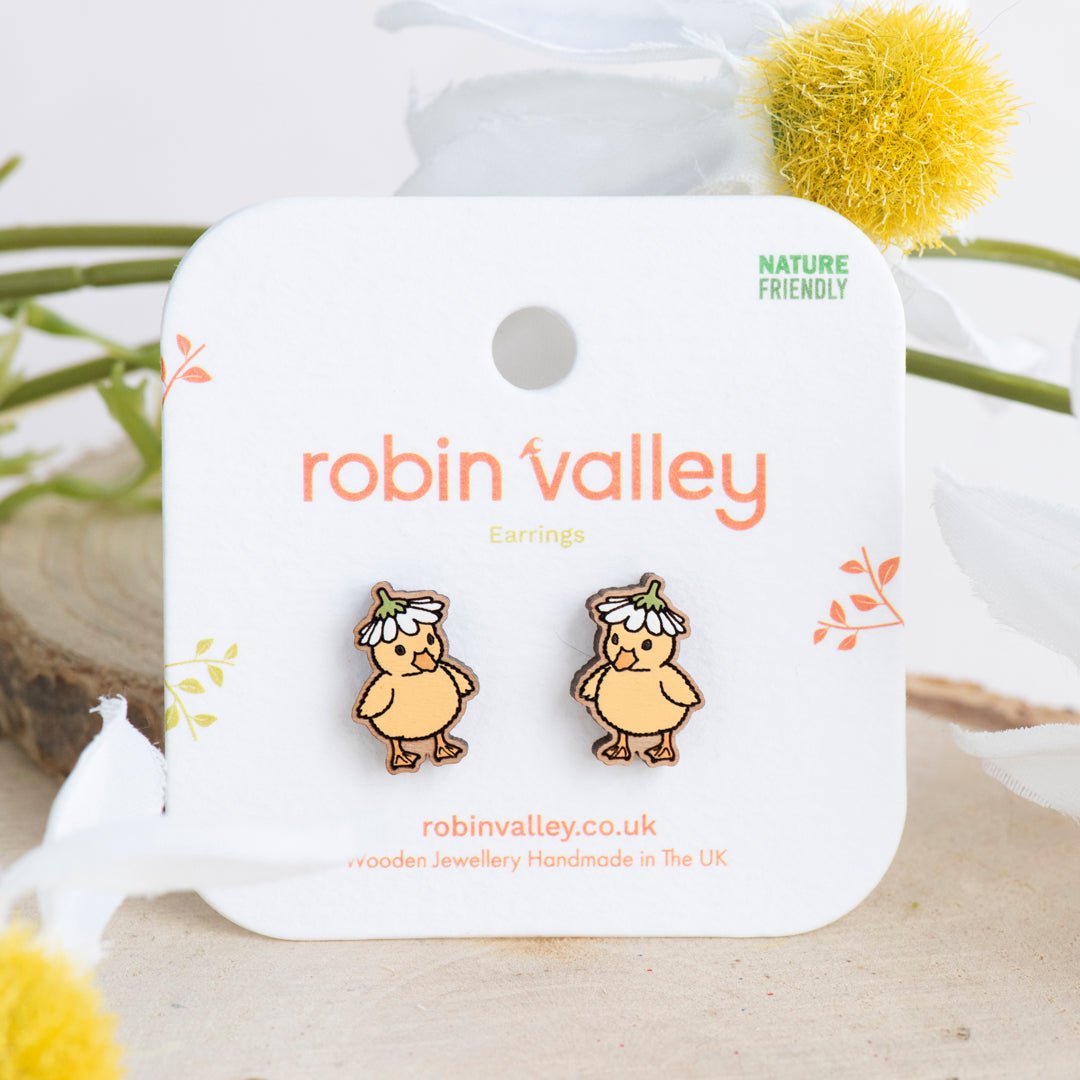 Little Duckling With Daisy Hat Stud Earrings - Robin Valley Official Store